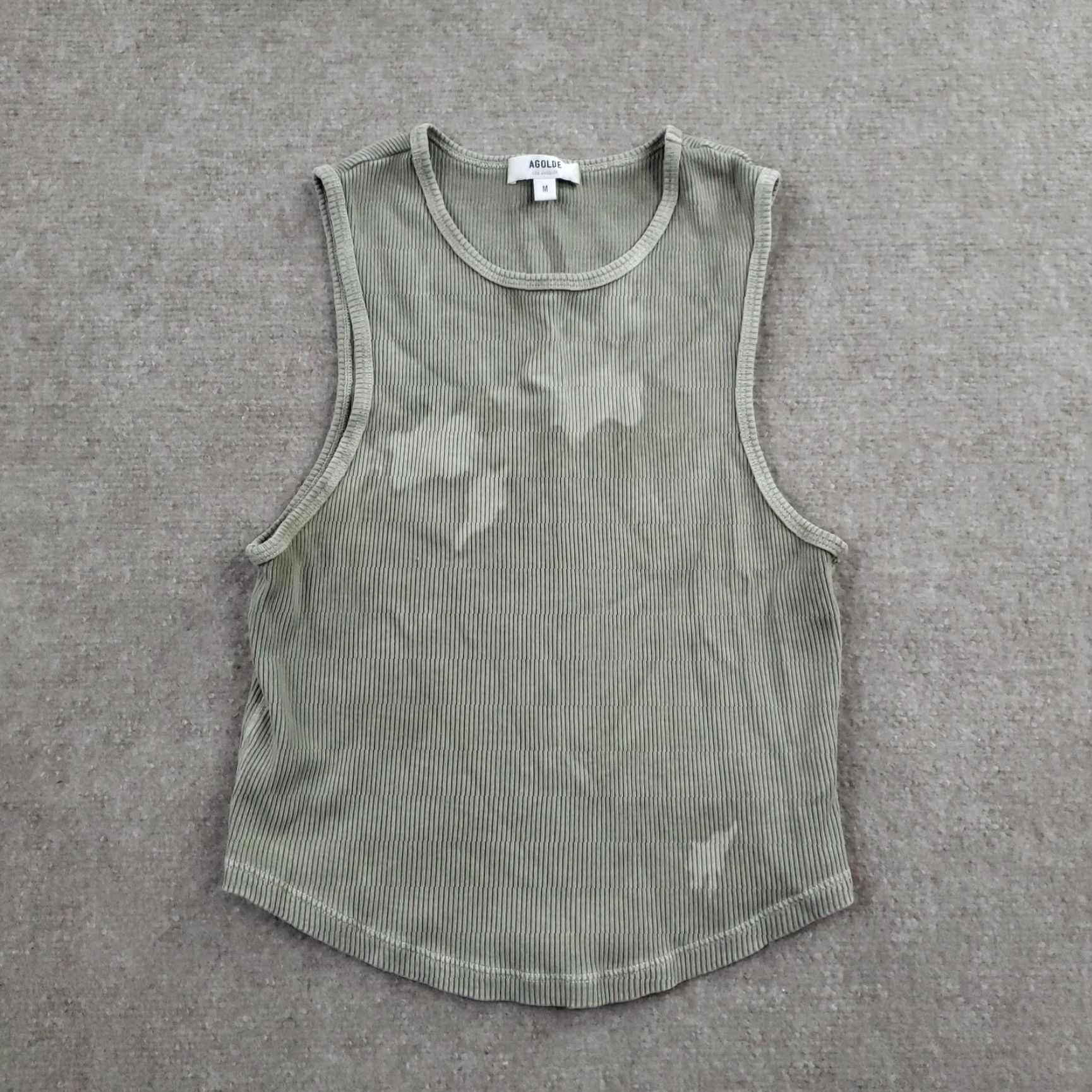 Agolde AGOLDE Nova Tank Top Womens Medium Green Ribbed Cropped Sleeveless Knit USA Size M / US 6-8 / IT 42-44 - 2 Thumbnail