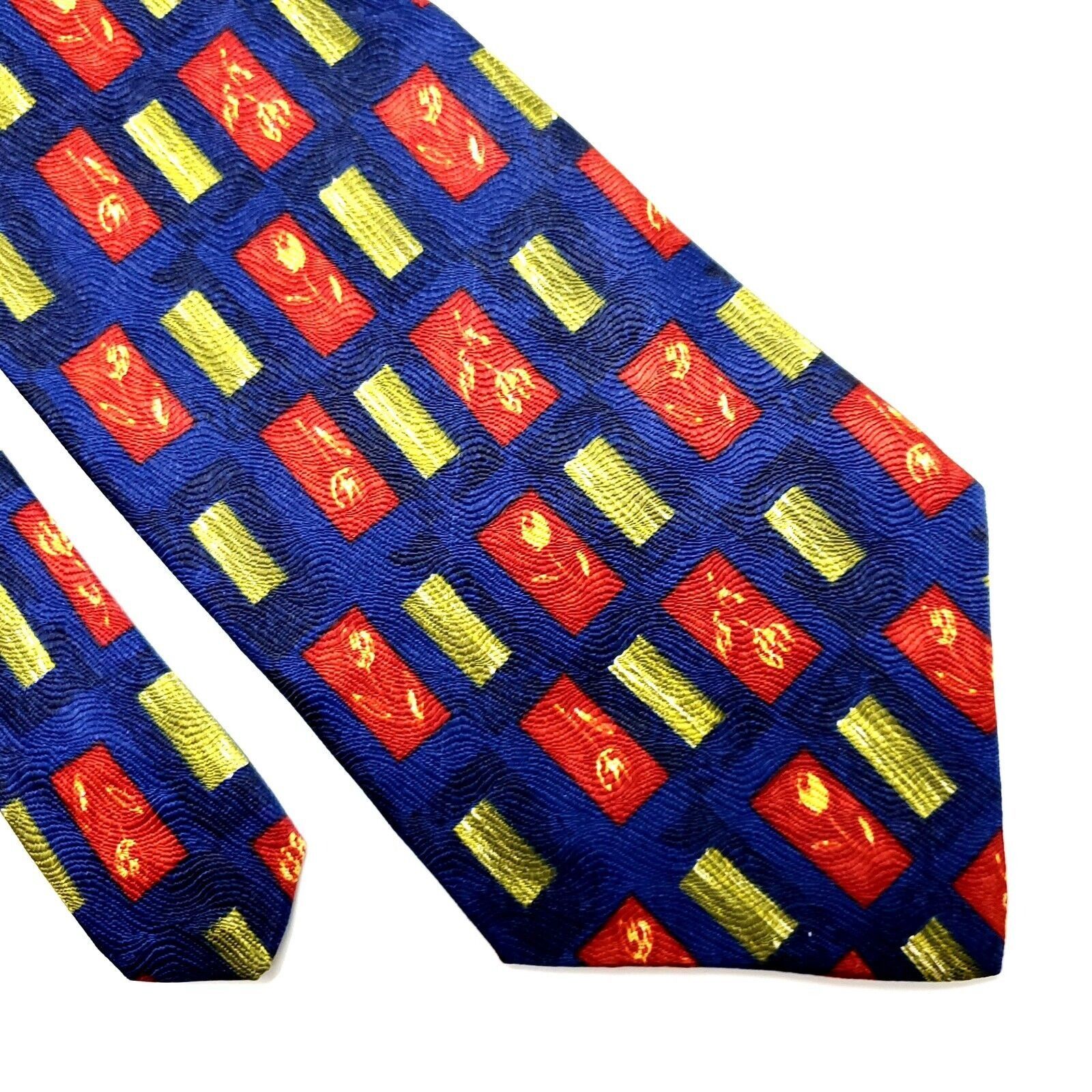 Lord & Taylor Lord Taylor Silk Tie Print Blue Geometric Short Size ONE SIZE - 1 Thumbnail