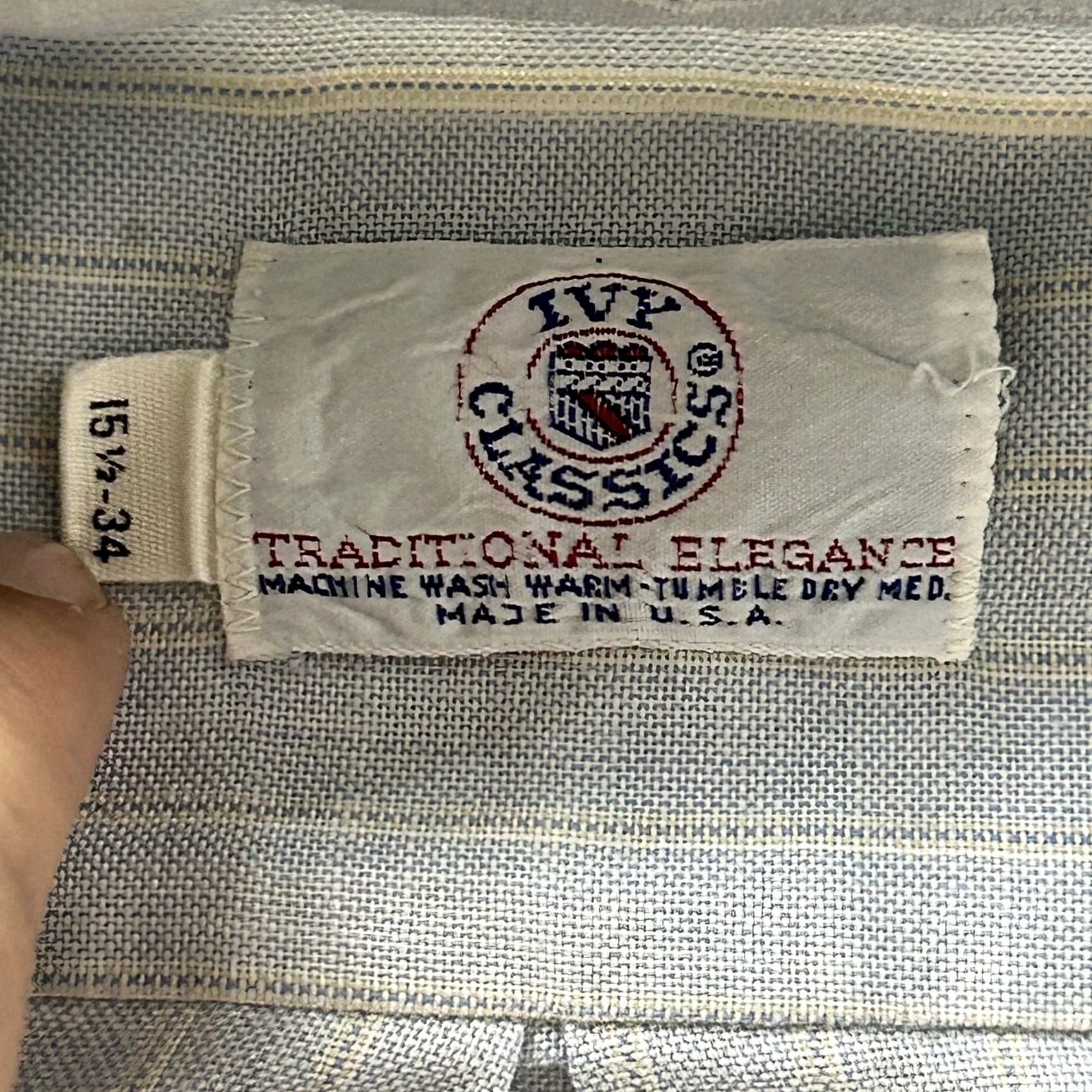 Vintage VINTAGE Ivy Classics Dress Shirt Mens 15.5 34/35 Blue Stripe Classic Fit Shirt Size 42R - 3 Thumbnail