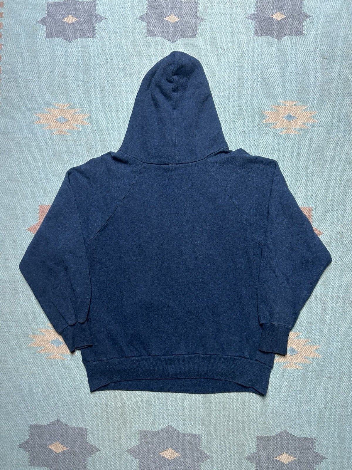 Vintage Vtg 70s hoodie sweatshirt navy blue faded blank raglan large Size US L / EU 52-54 / 3 - 7 Thumbnail