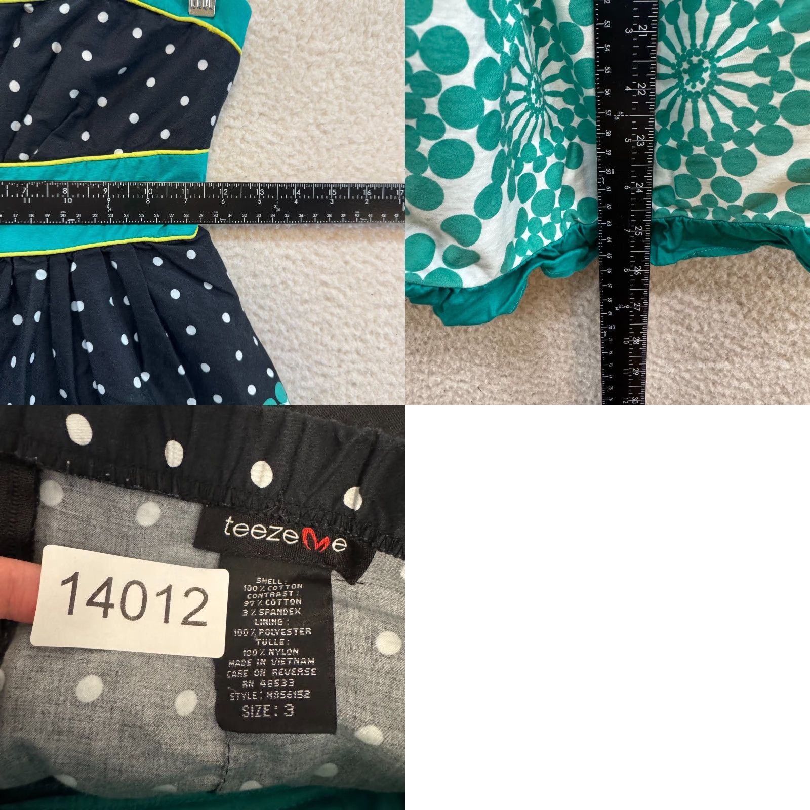 Vintage VINTAGE Y2K Strapless Mini Dress XS Turquoise Blue Polka Dot Tulle A-Line Teeze Me Dress Women Girls Size XS / US 0-2 / IT 36-38 - 8 Thumbnail