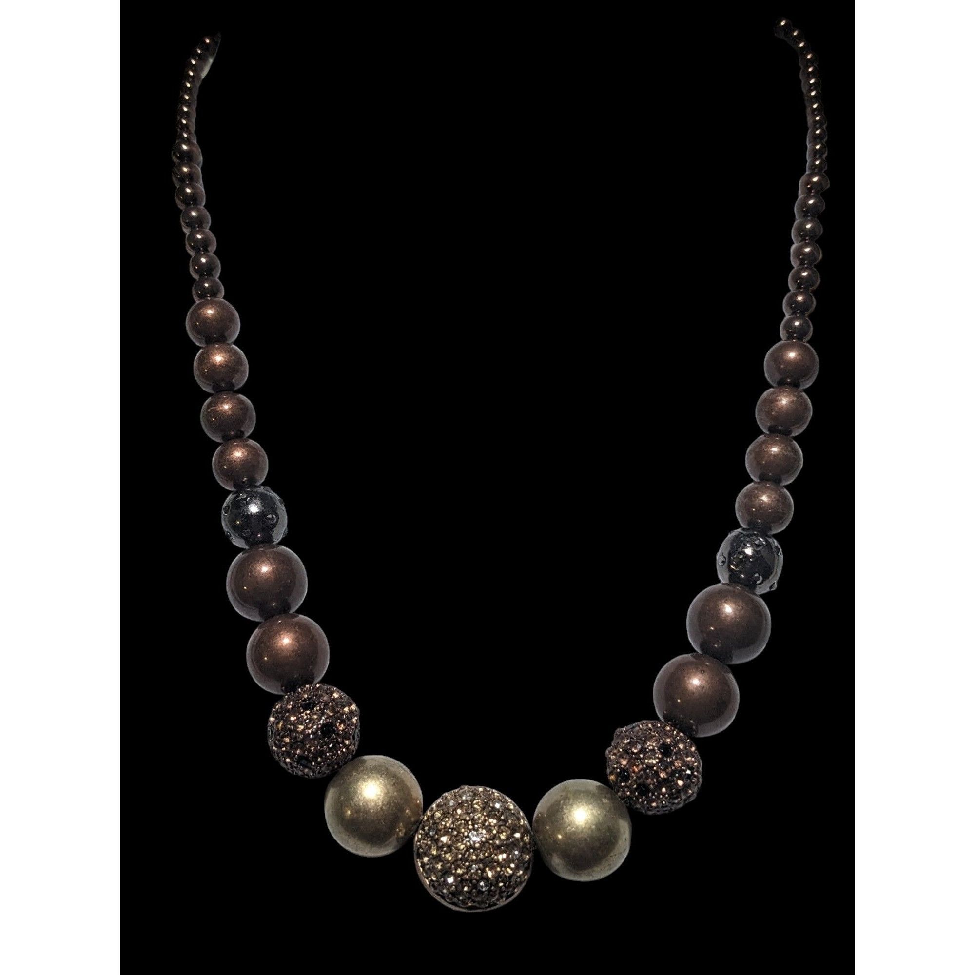 Chicos Chico's Vintage Brown & Gold Beaded Necklace Size ONE SIZE - 2 Thumbnail