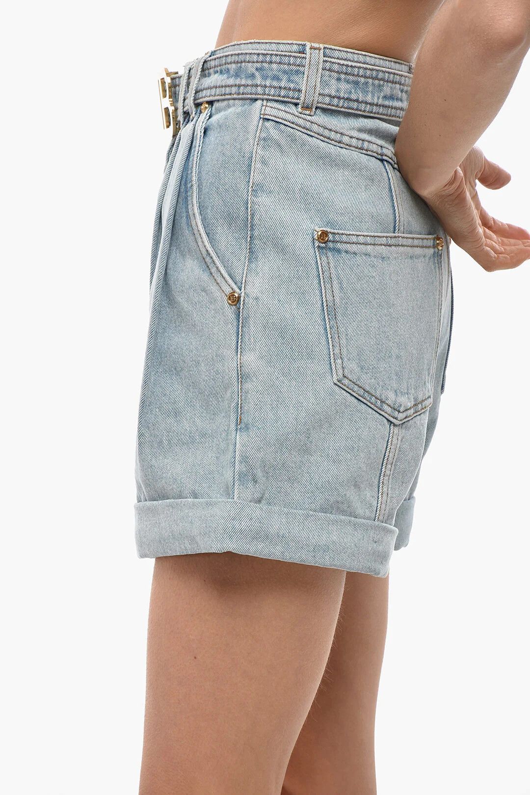 Balmain og1mm0326 Light-Wash Denim Short in Light Blue Size 26" / US 2 / IT 38 - 2 Thumbnail