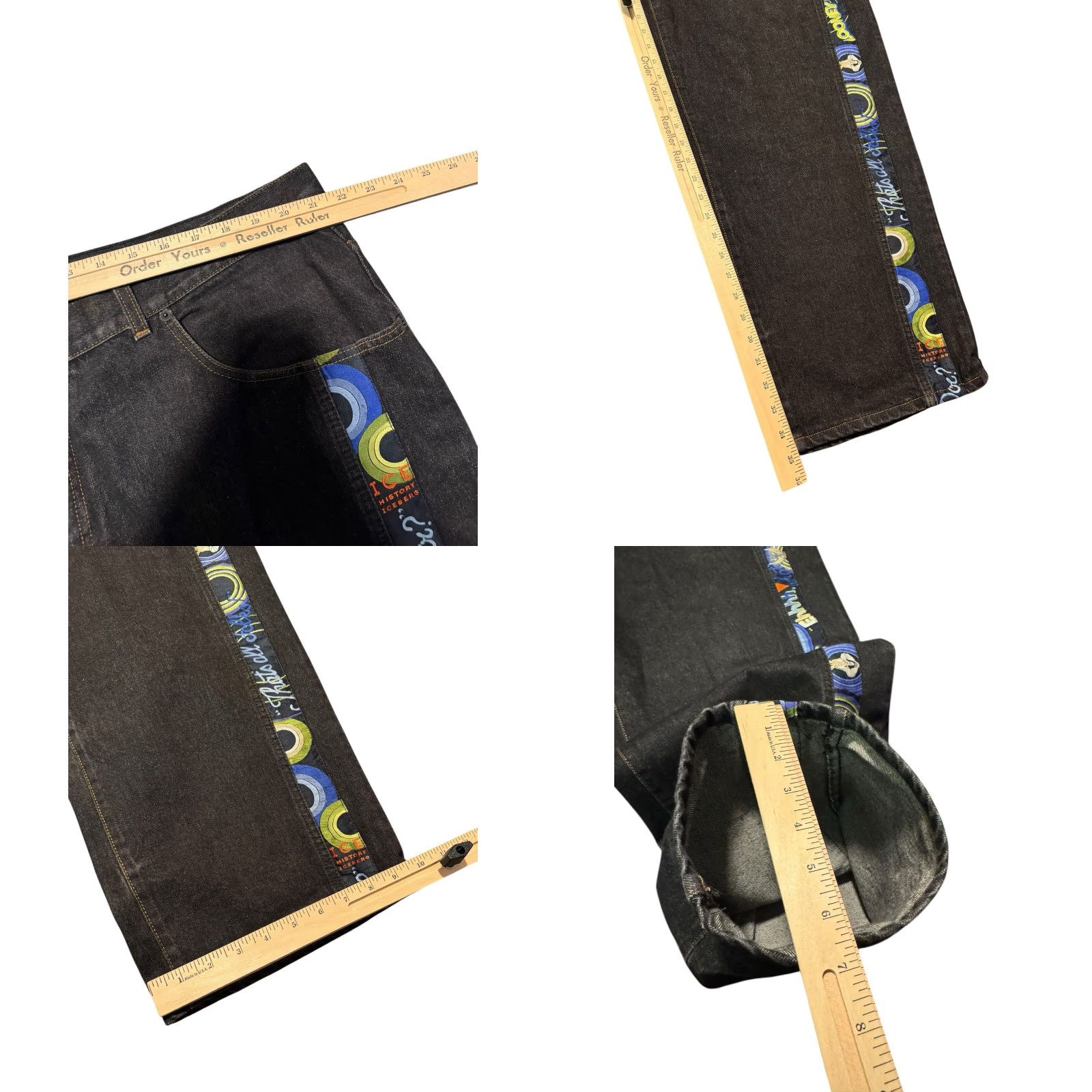 Vintage Iceberg Jeans History Bugs Bunny Looney Tunes Mens 42x34 Black Baggy Italy Wide Leg Jeans Distressed Stretch 5-Pocket Hip Hop Modern Wide-Leg Mens Size US 42 / EU 58 - 10 Thumbnail