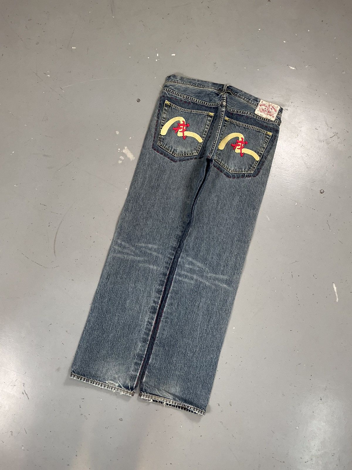 Japanese Brand × Vintage Vintage Evisu inspired Japanese SpellOut embroidered denim Size US 34 / EU 50 - 9 Thumbnail