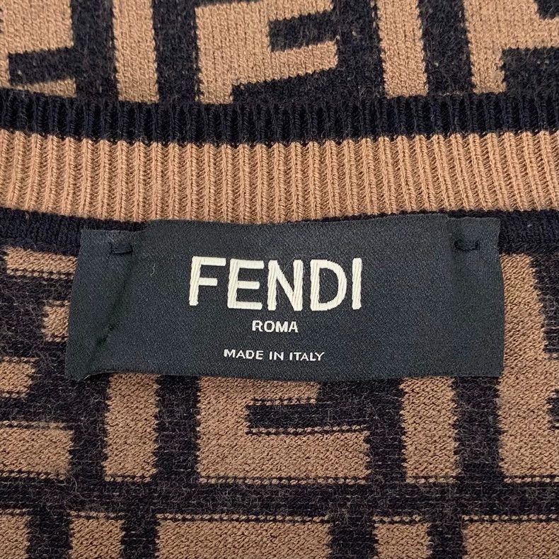 Fendi Fendi Brown Logo Pattern Long Sleeve Knit Sweater Size US S / EU 44-46 / 1 - 5 Thumbnail