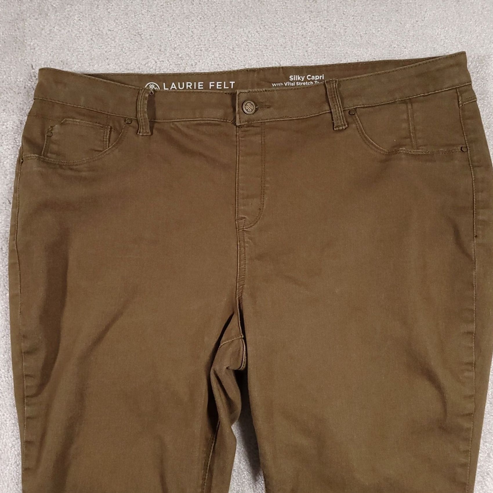 Vintage Laurie Felt Jeans Capri Women's 1XP Petite Brown Button Stretch Silky Dark Wash Denim 5-Pocket Size 27" / US 4 / IT 40 - 3 Thumbnail
