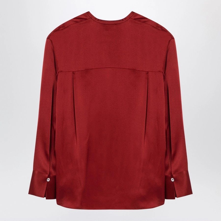Vince o1d2blof1124 Long Sleeves Scarlet Silk T-Shirt in Red Size M / US 6-8 / IT 42-44 - 2 Thumbnail