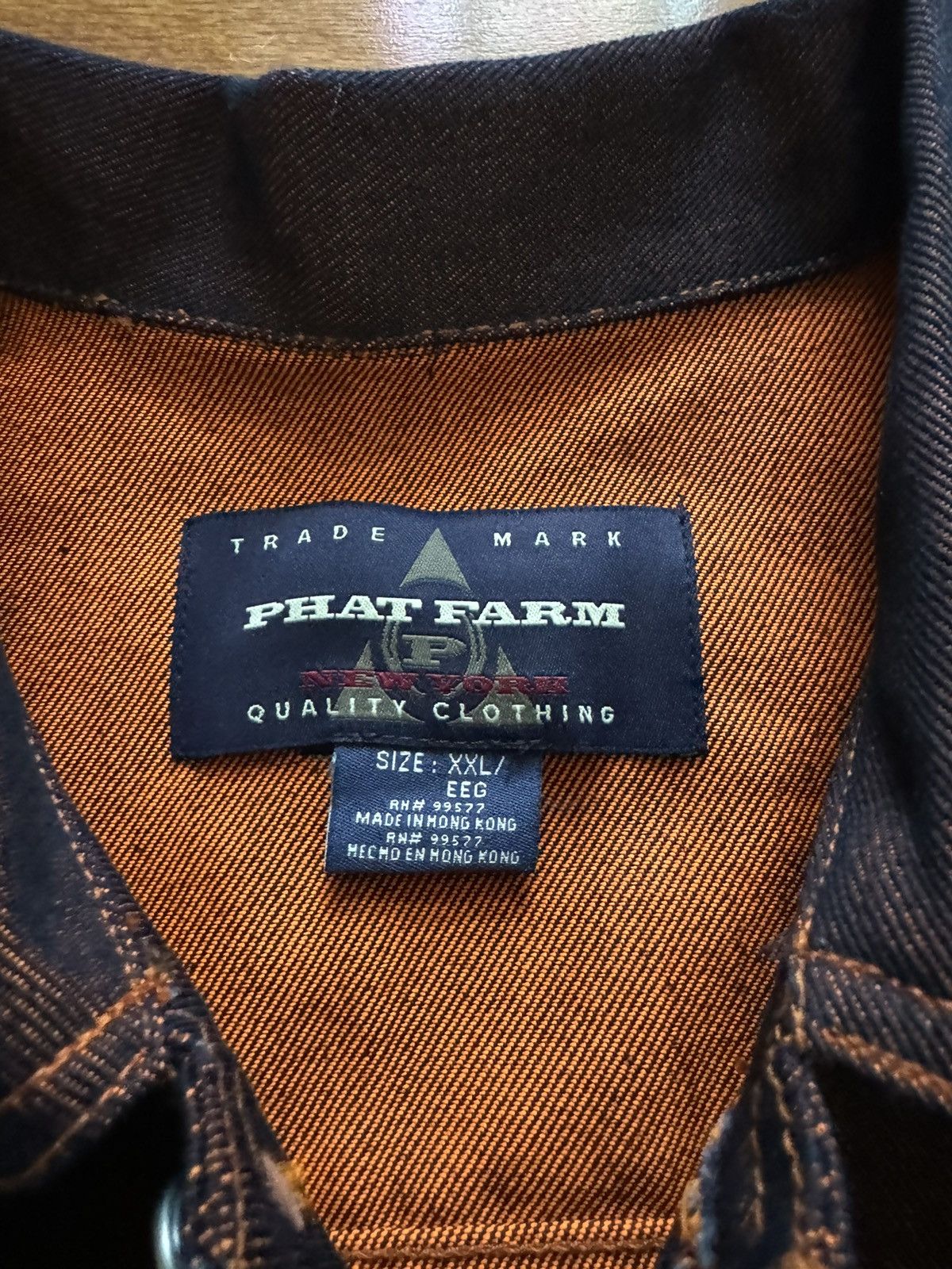 Phat Farm Vintage Phat Farm Denim Jacket Orange Menswear Streetwear Size US XXL / EU 58 / 5 - 2 Thumbnail