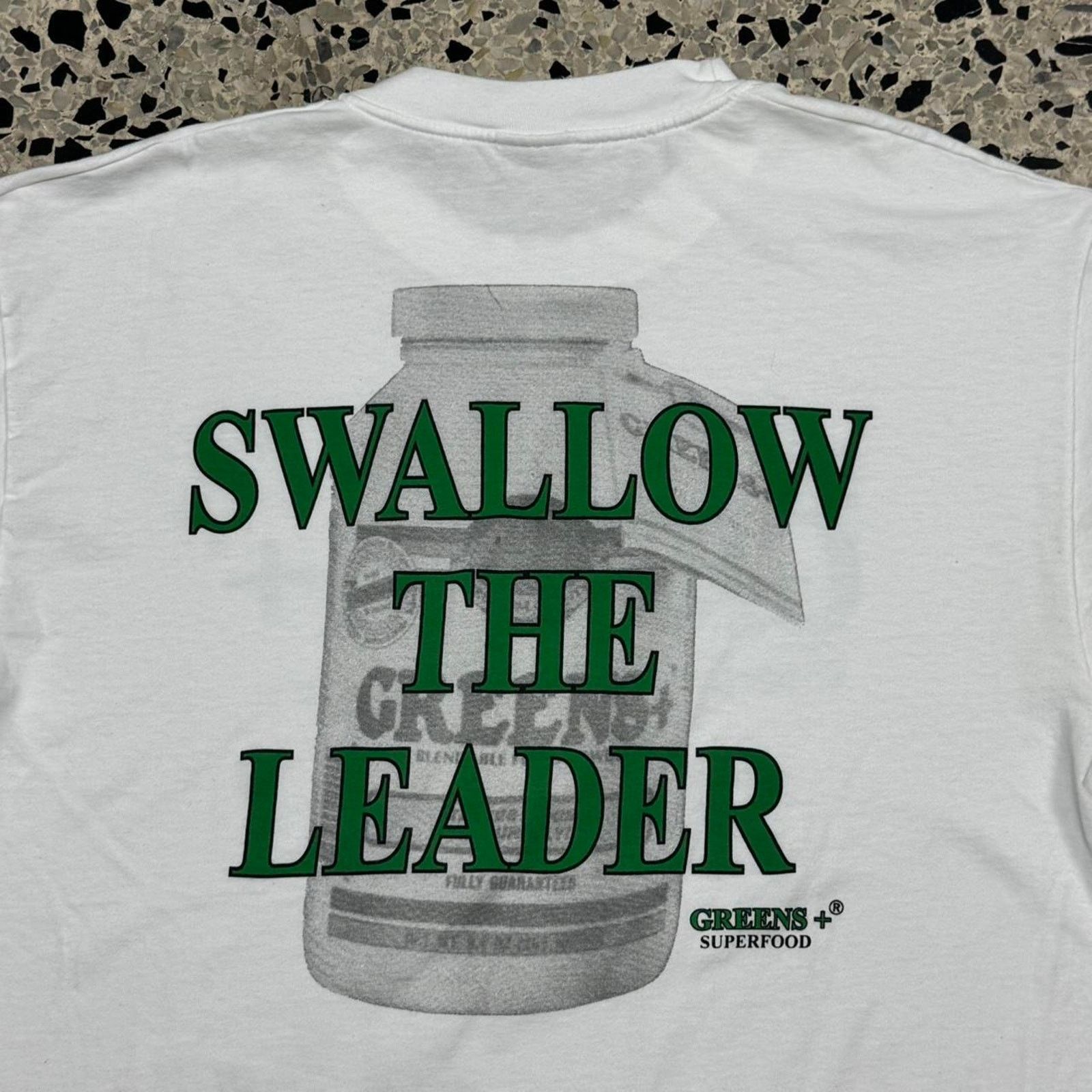 Hanes × Vintage VINTAGE Y2K SWALLOW THE LEADER GREENS+ SUPERFOOD PROMO TEE: Size US L / EU 52-54 / 3 - 2 Thumbnail