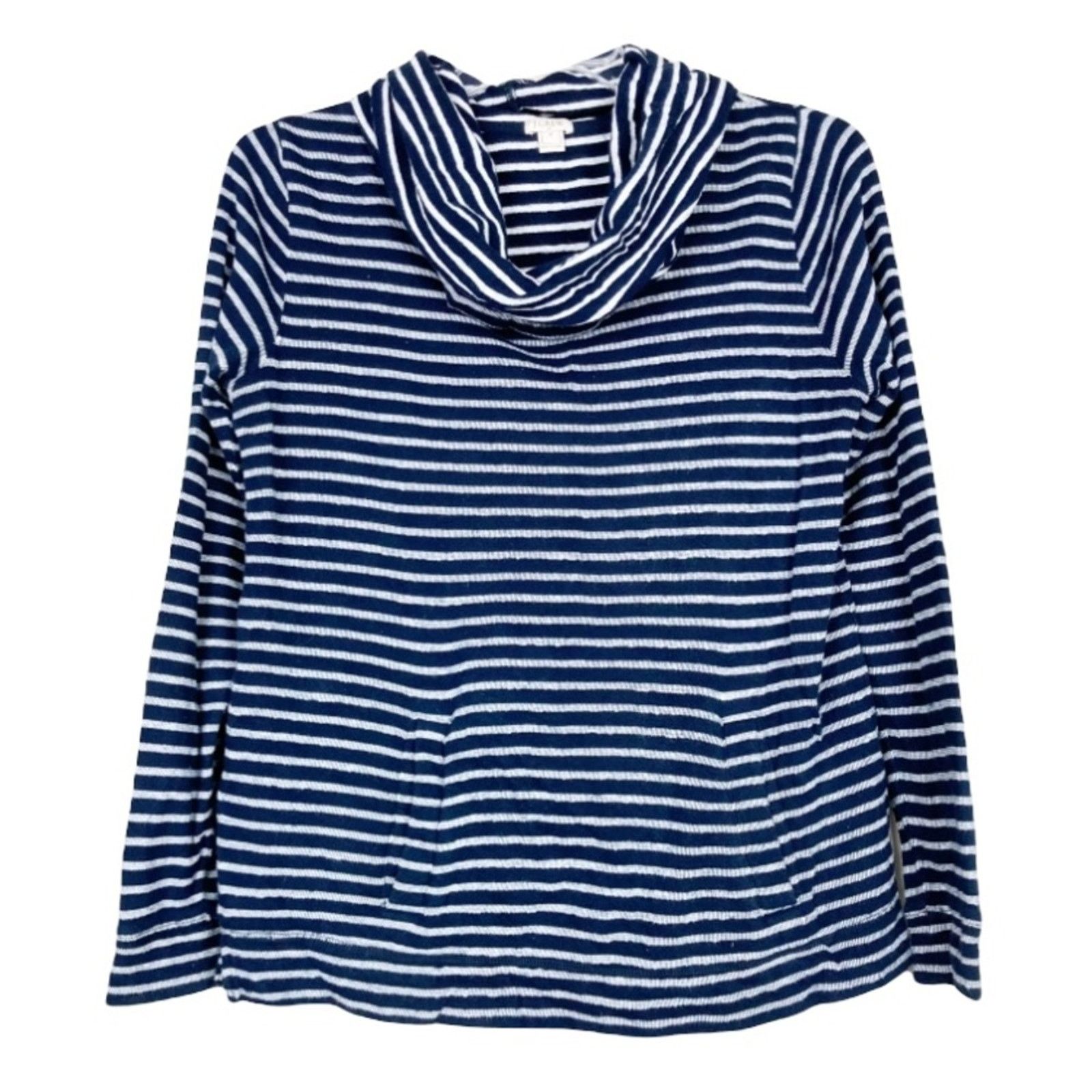 J.Crew J. Crew Navy White Striped Cowl Neck Sweater Sz M Size M / US 6-8 / IT 42-44 - 1 Thumbnail