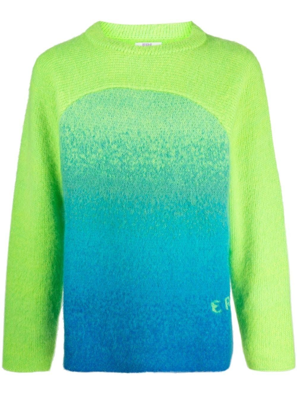 o1y0125 Crewneck Sweater in Lime Green/Blue