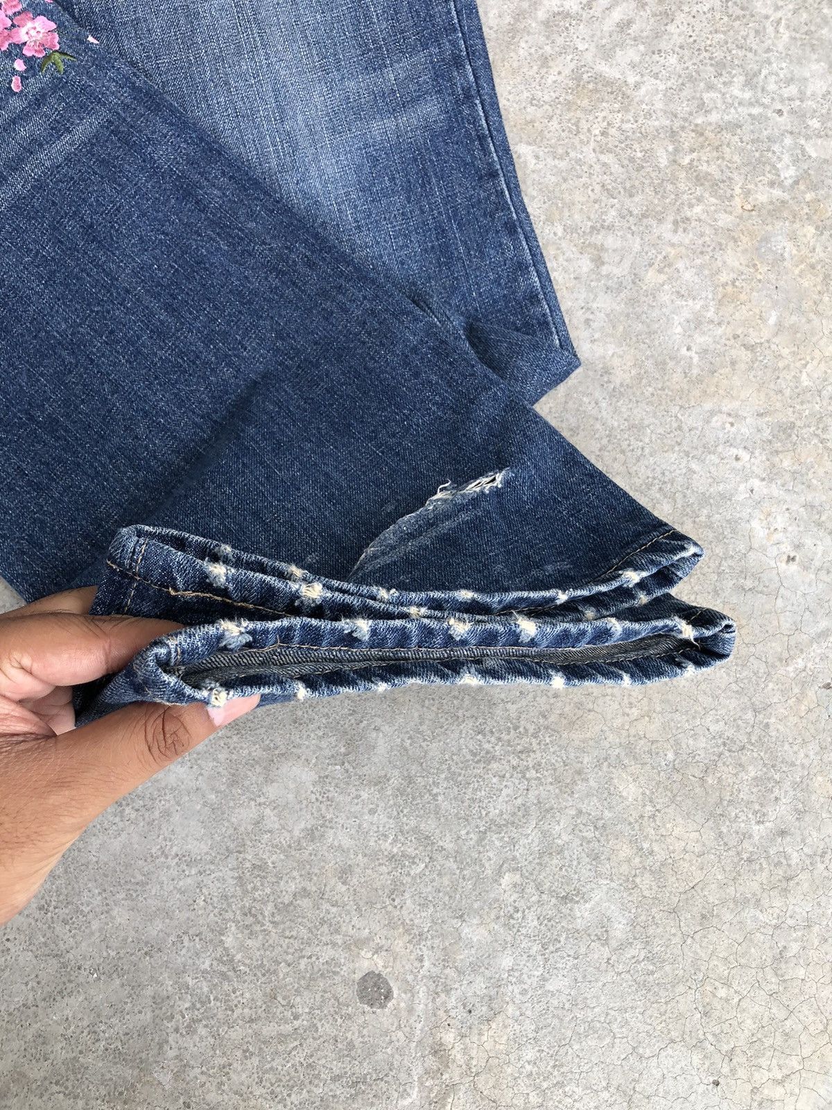 Japanese Brand Japanese Quadro Embroidered Jeans Mini Flare Distressed Size US 32 / EU 48 - 16 Thumbnail