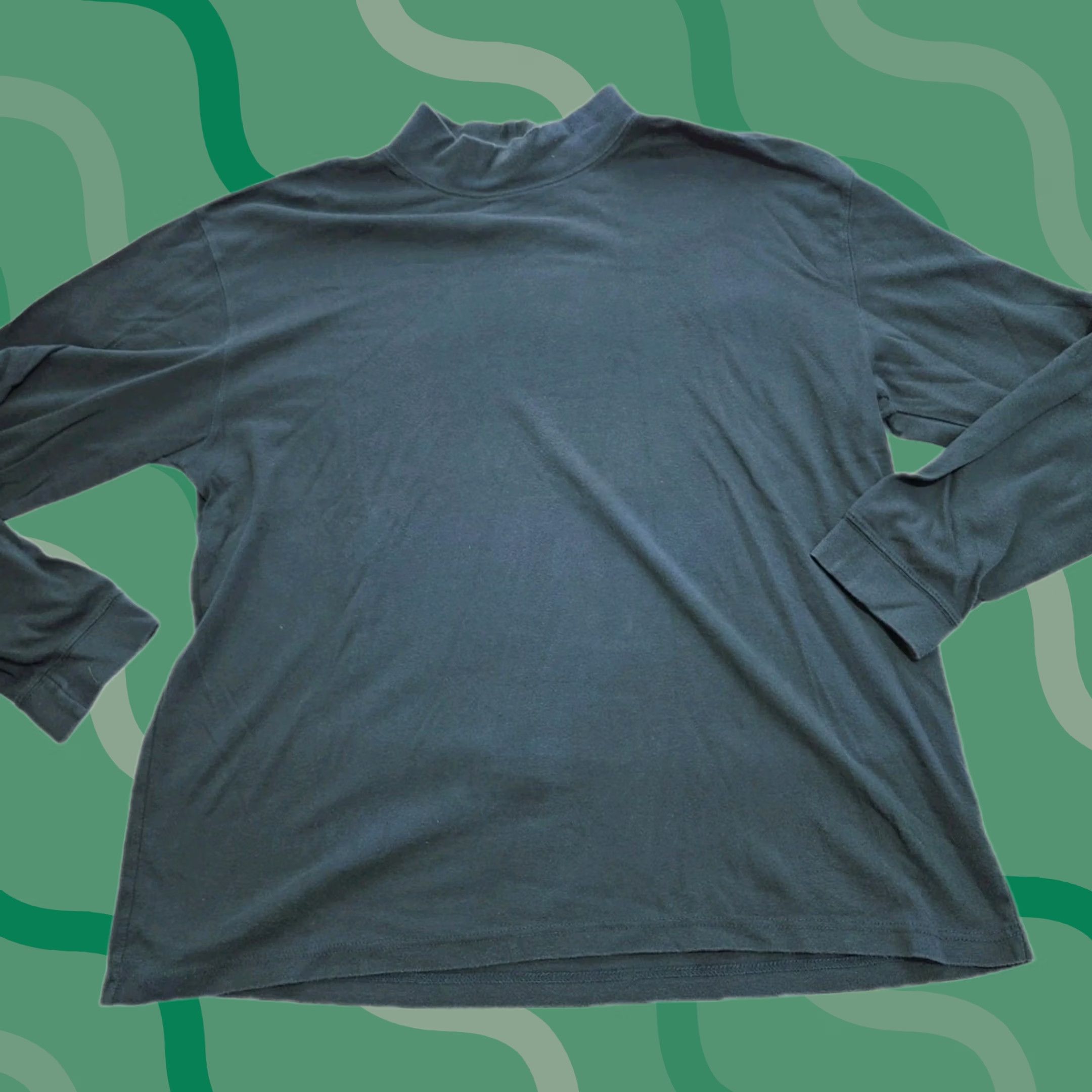L.L. Bean Shirt Mens 1XL Green Mock Neck Long Sleeve Classic Outdoor, Men's