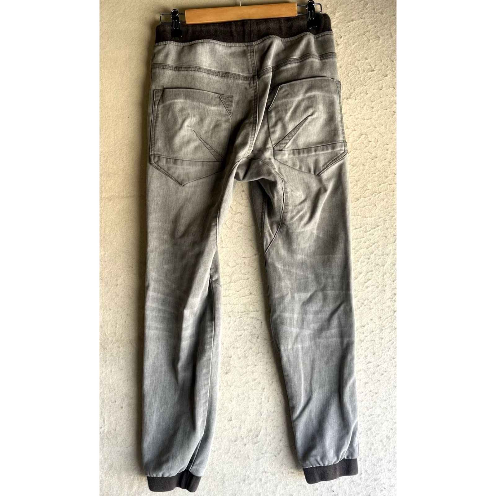 Denime Track Denim Jogger Pants Mens Cotton Denim Gray 28 Elastic Cuffs Adjustable Waist Skinny Inseam 30 Size US 28 / EU 44 - 2 Thumbnail
