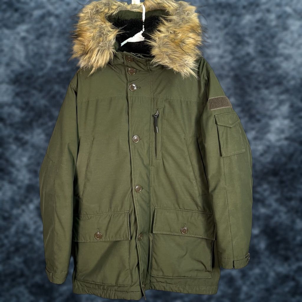 J.Crew VINTAGE J.CREW Nordic Parka Coat Men Small Parka Hooded Dark Olive Green Faux Fur PrimaLoft Size US S / EU 44-46 / 1 - 1 Thumbnail