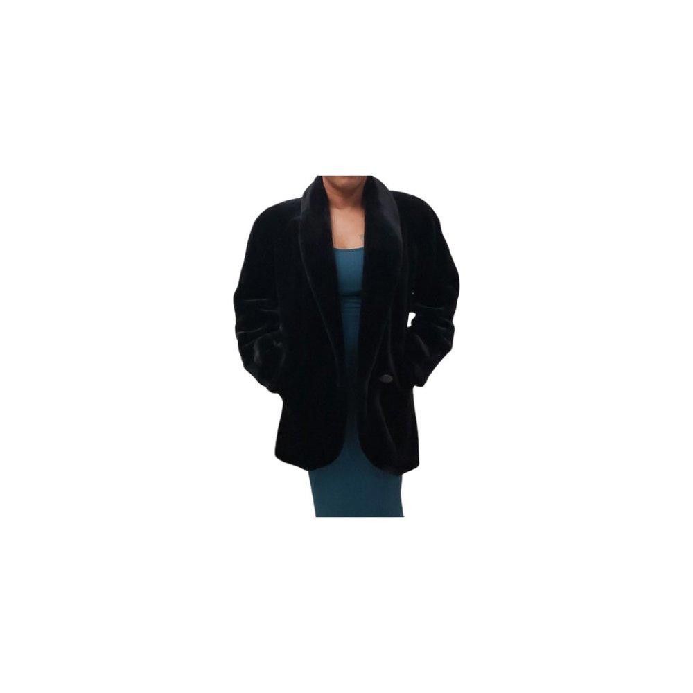 Designer Donny Brook Ladies Vintage Black Faux Fur Coat XS Size XS / US 0-2 / IT 36-38 - 3 Thumbnail