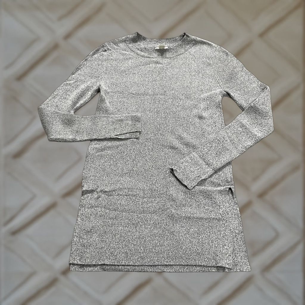 Vintage Cato Sweater Dress Women M Gray Crew Neck Knee Length Side Slit Long Sleeve Size M / US 6-8 / IT 42-44 - 1 Thumbnail