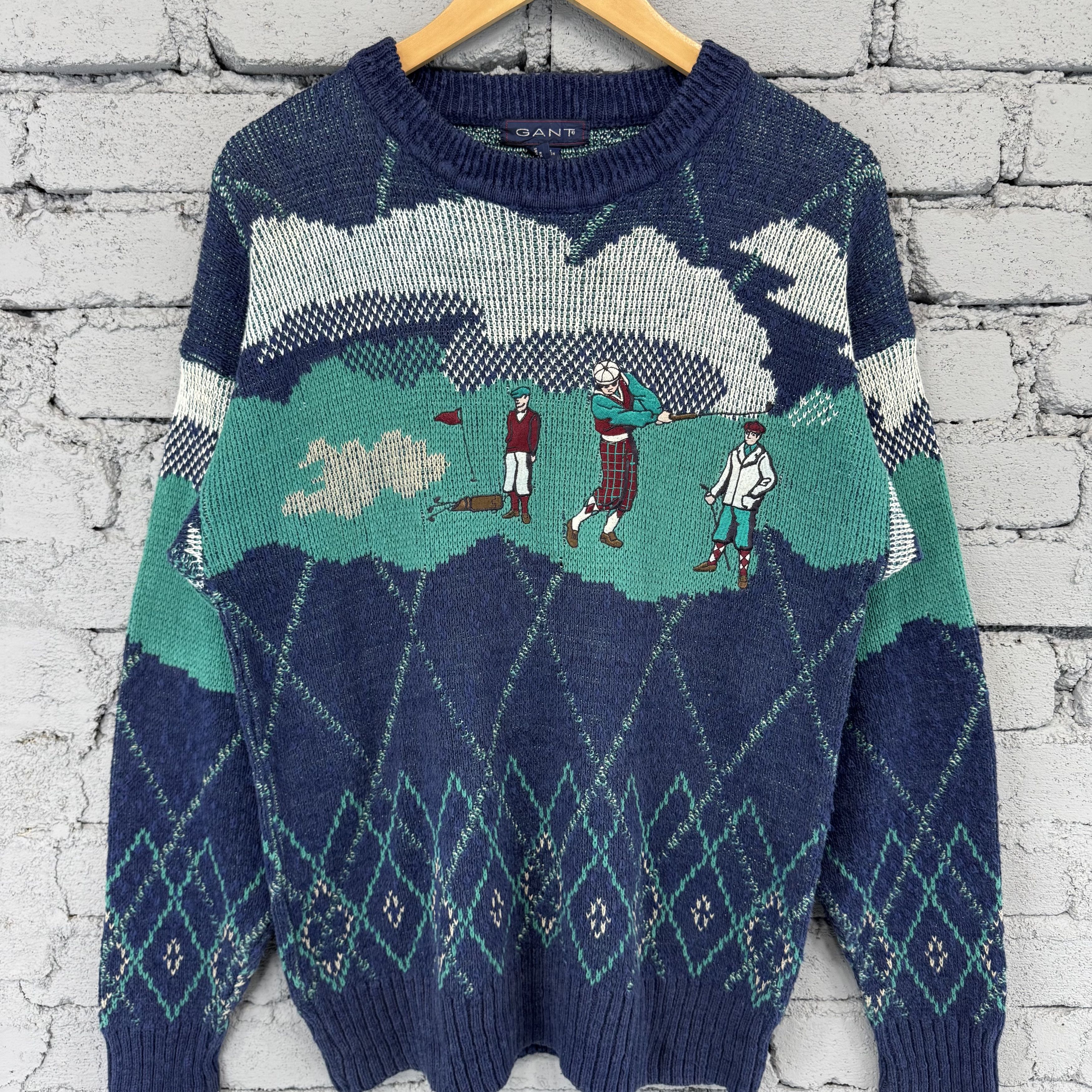 Japanese Brand Vintage 90s Sweater Knitwear Golf Graphic Crewneck Sportwear Size US M / EU 48-50 / 2 - 3 Thumbnail