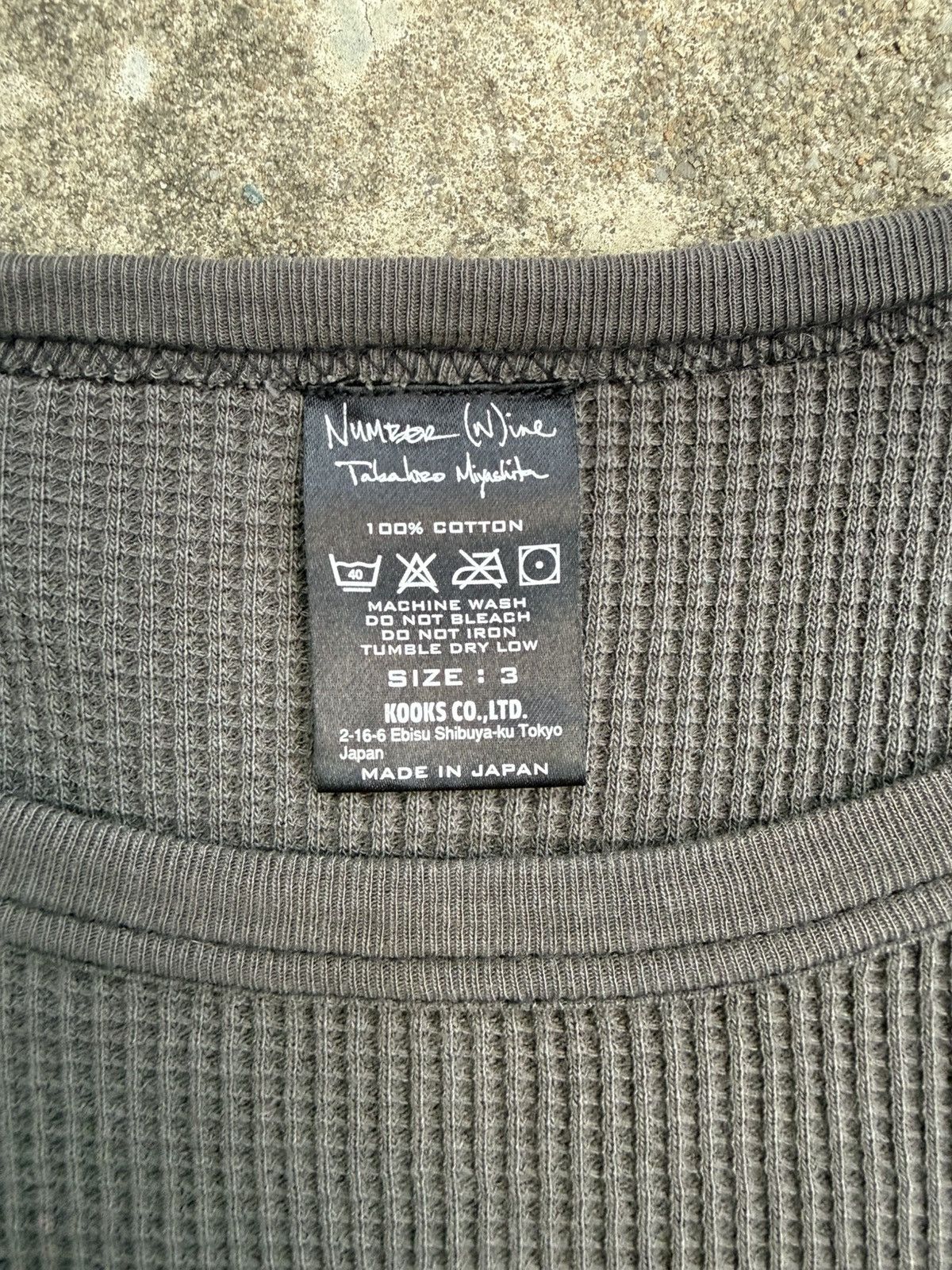 Number (N)ine SS06 "Welcome to the Shadow" Waffle Knit Thermal Longsleeve Size US L / EU 52-54 / 3 - 5 Thumbnail
