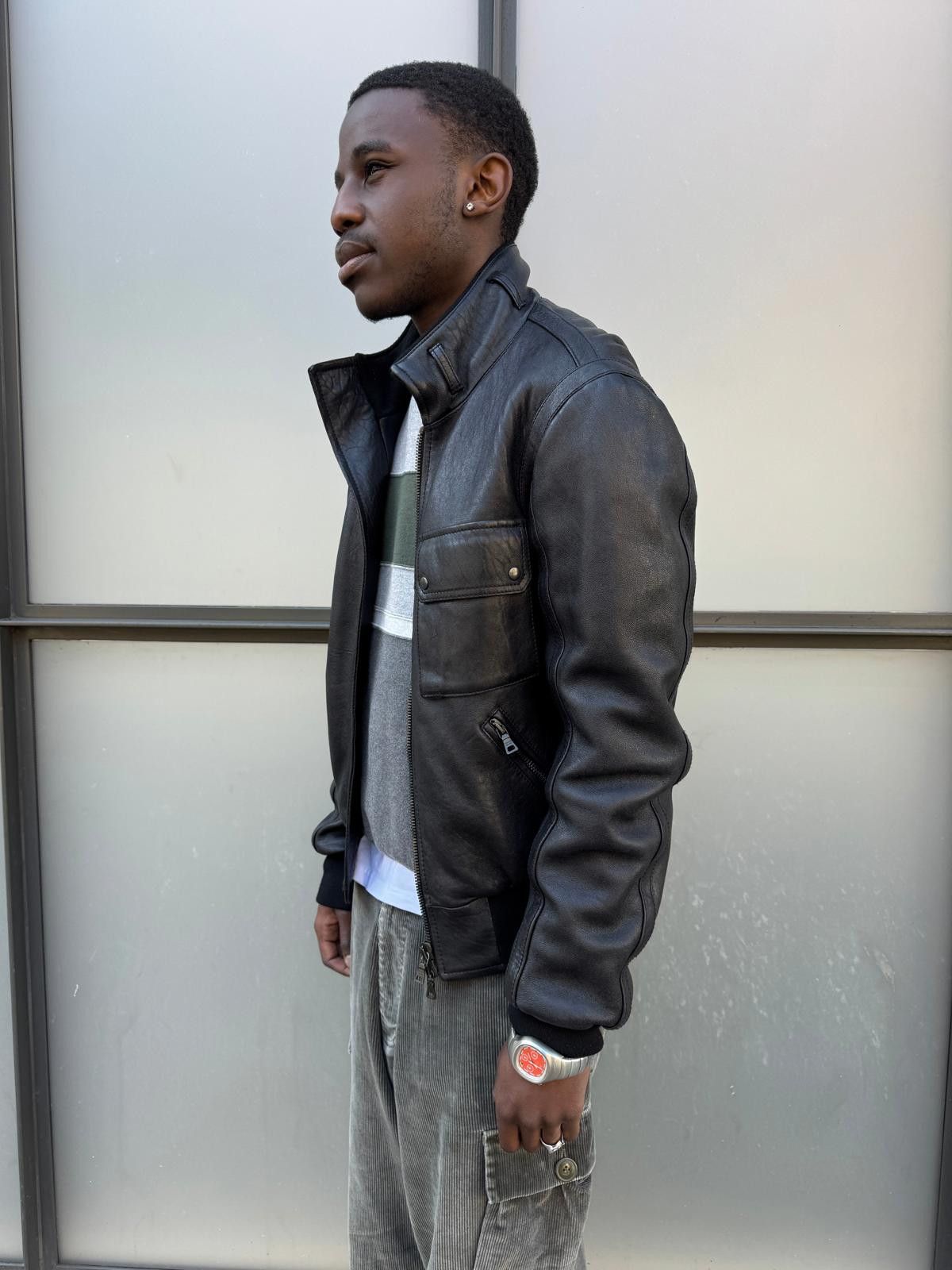 Prada Early 2000’s Prada Jet Black Leather Flight Jacket Size US L / EU 52-54 / 3 - 5 Thumbnail