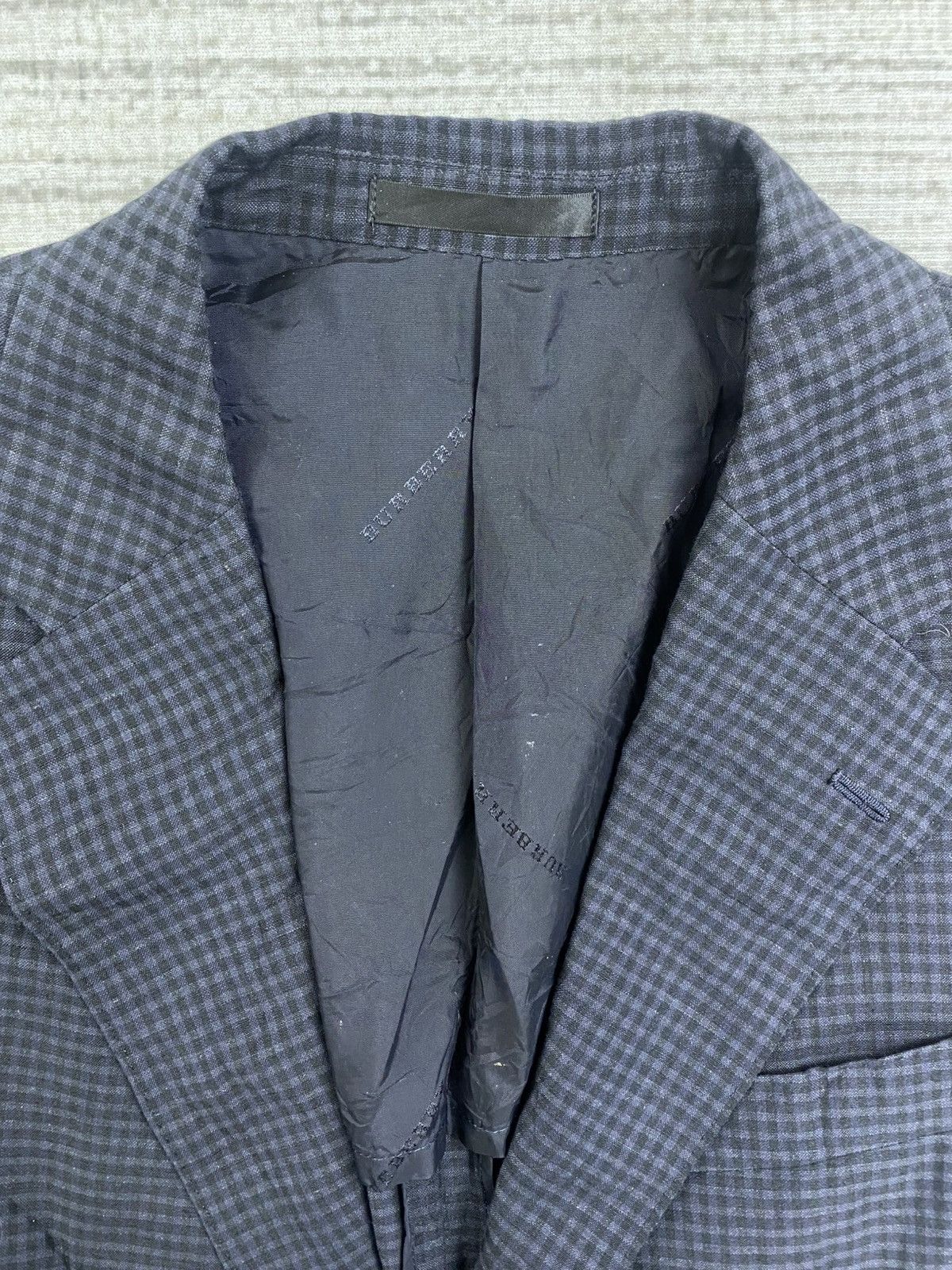 Burberry × Japanese Brand × Vintage Vtg 90s Burberry London Surface Hemp Material Plaid Blazer Size US M / EU 48-50 / 2 - 5 Thumbnail