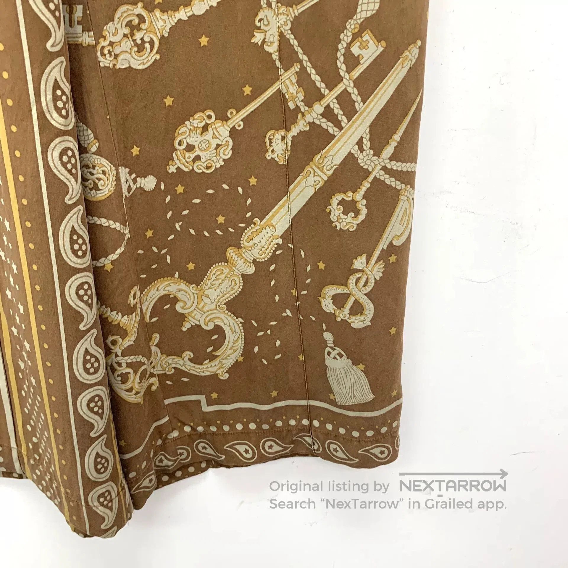 Hermes hermes brown silk polka dot pleated skirt. Size US 36 / EU 52 - 5 Thumbnail