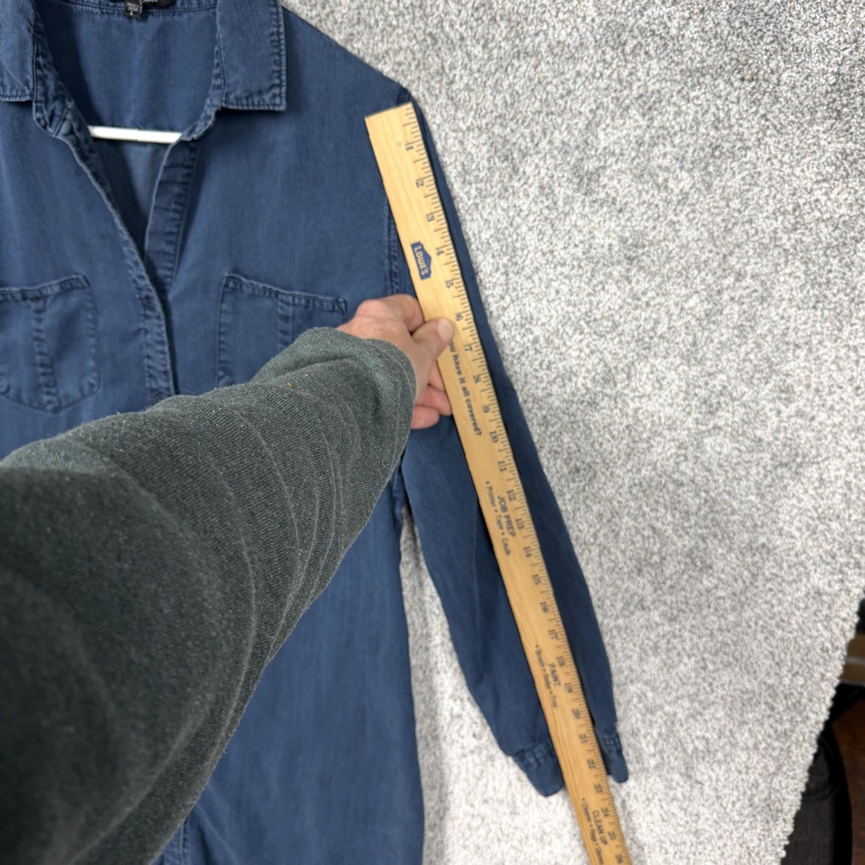 Velvet Velvet Heart Shirt Dress L Blue Chambray Collared Pockets Lightweight 100% Tencel Women Long Sleeve Size L / US 10 / IT 46 - 3 Thumbnail