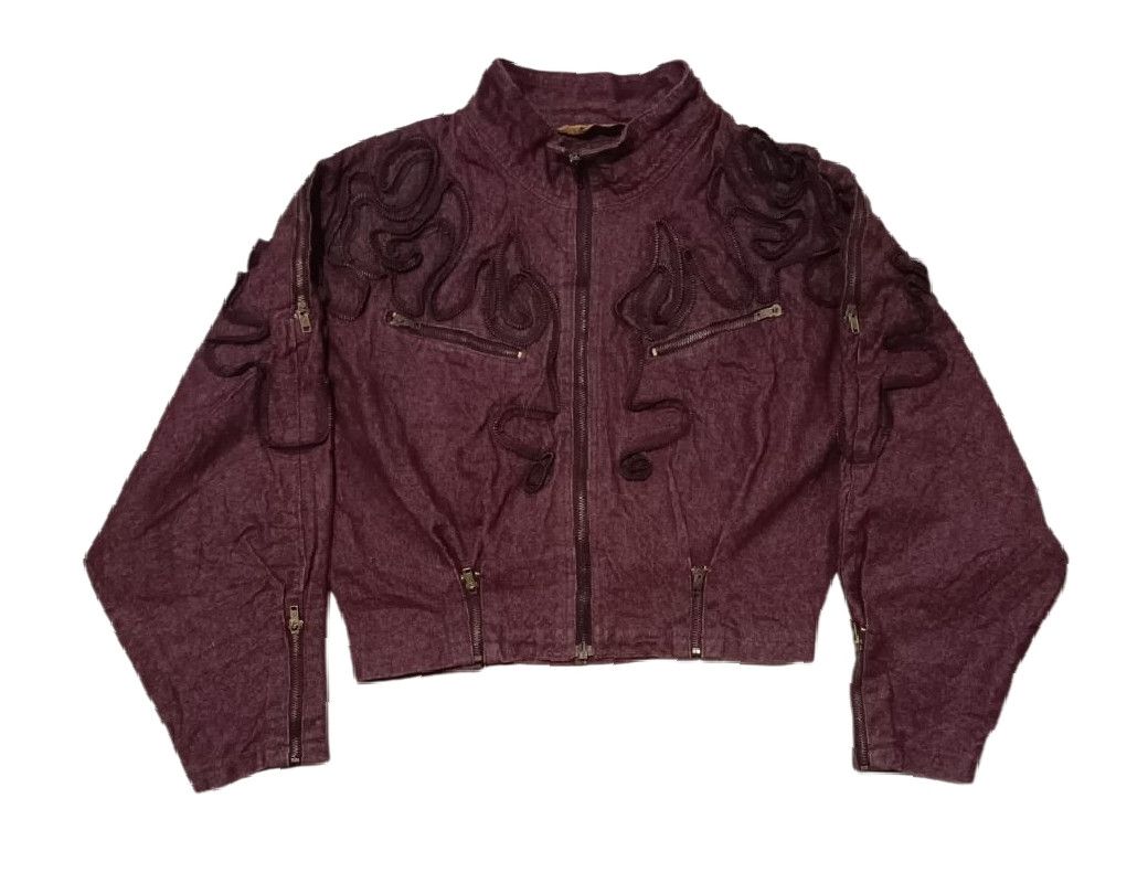 Isamu Katayama Backlash Archive Full Lace Western Maroon DenimJacket iron Multi Zip Size US L / EU 52-54 / 3 - 2 Thumbnail