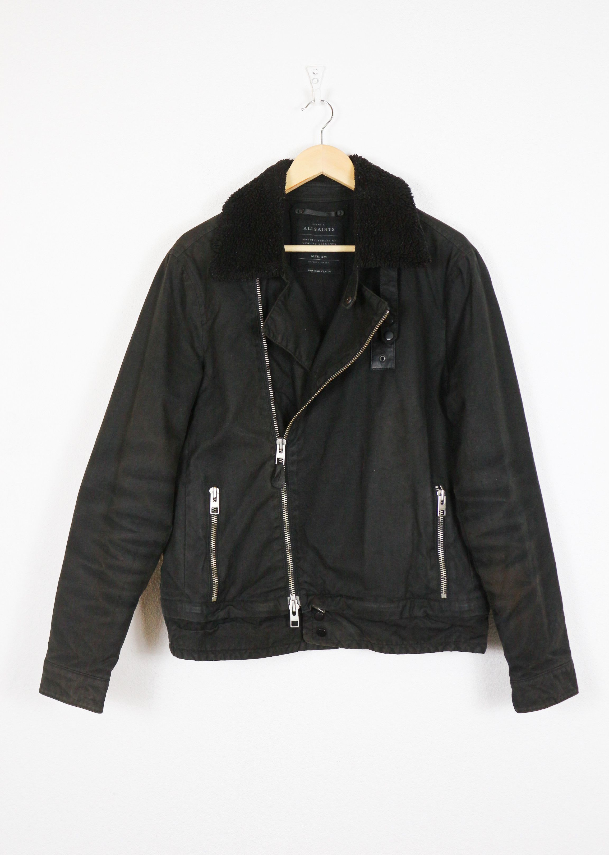 Allsaints Allsaints Lennox Sherpa Bicker Jacket Bomber Washed Black Size US M / EU 48-50 / 2 - 1 Thumbnail
