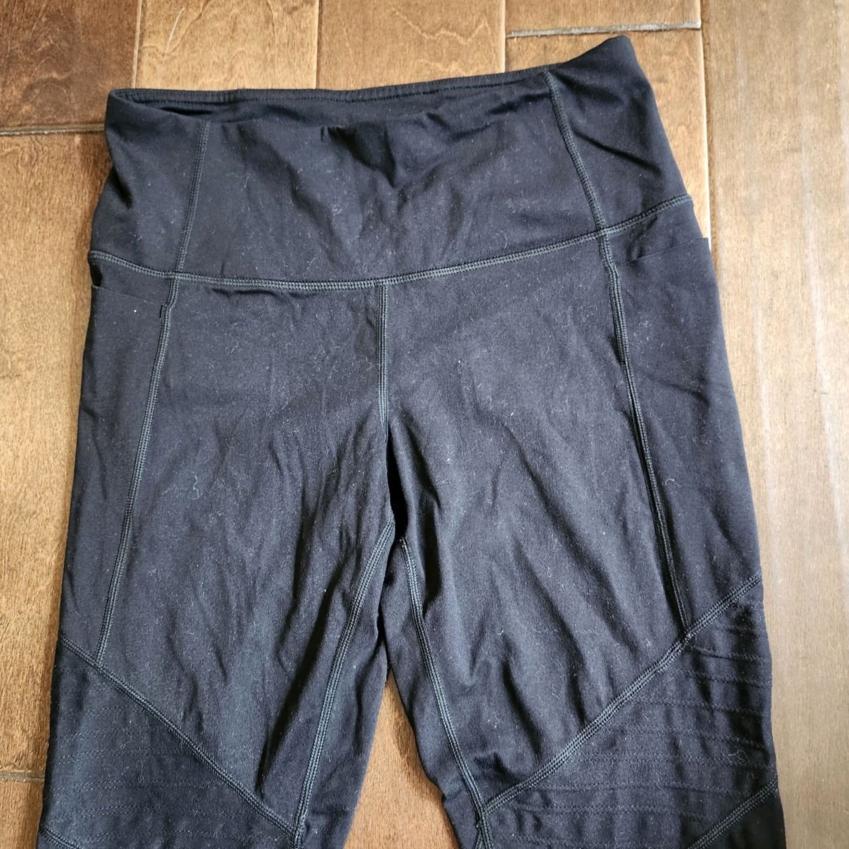 Vintage Members Mark Women's 7/8 Active Moto Pocket Black Leggings - Size M Size 32" / US 10 / IT 46 - 3 Thumbnail