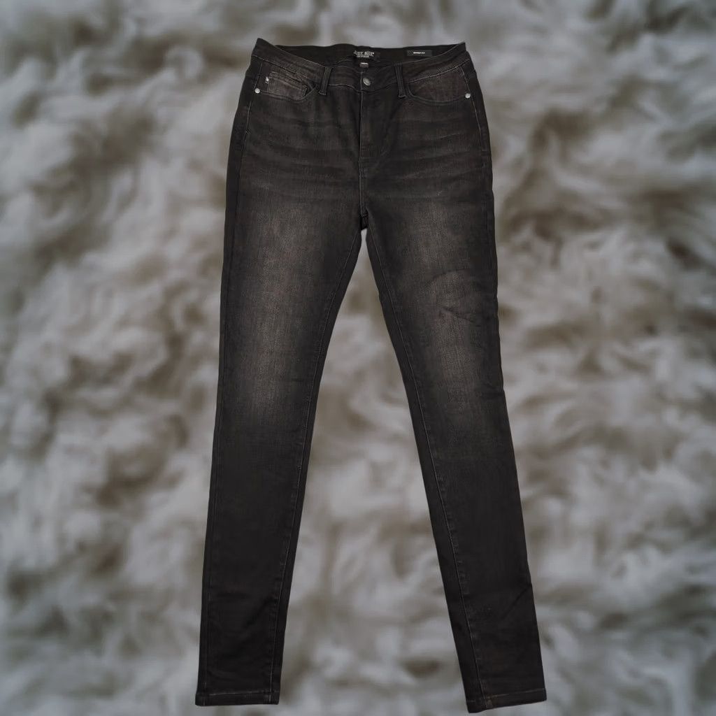 Denime Judy Blue Jeans Womens 15/32 Black Charcoal Wash Skinny Slim Stretch Denim Jeans Size 36" / US 14 / IT 50 - 1 Thumbnail