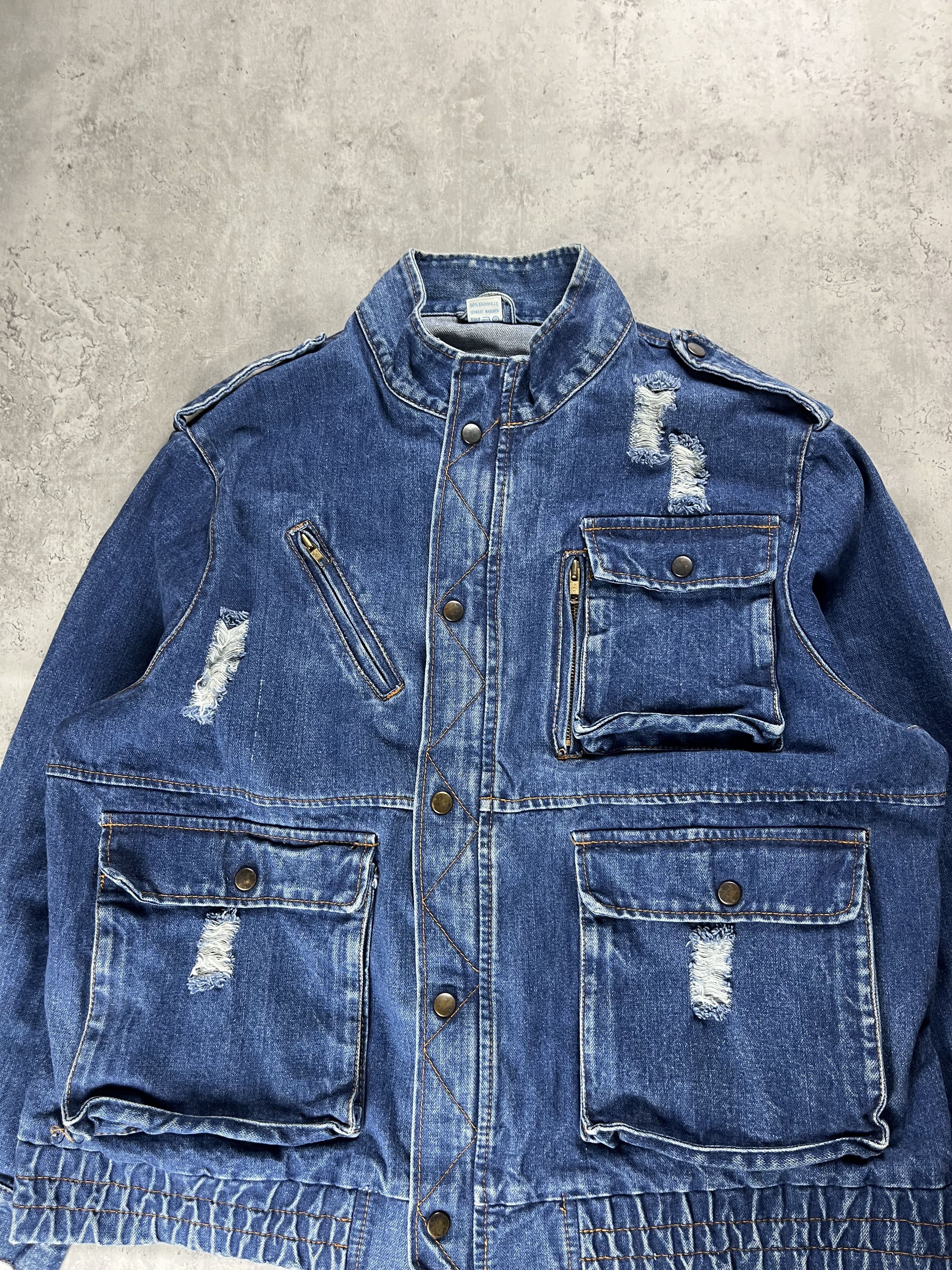 Japanese Brand Japanese Archive Distressed Denim Biker Jacket Size US M / EU 48-50 / 2 - 2 Thumbnail