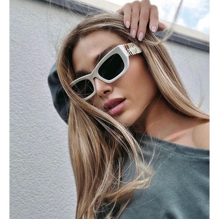 Miu Miu Miu Miu MU09WS 1425S0 Sunglasses White Cat Eye Frame Size ONE SIZE - 3 Thumbnail