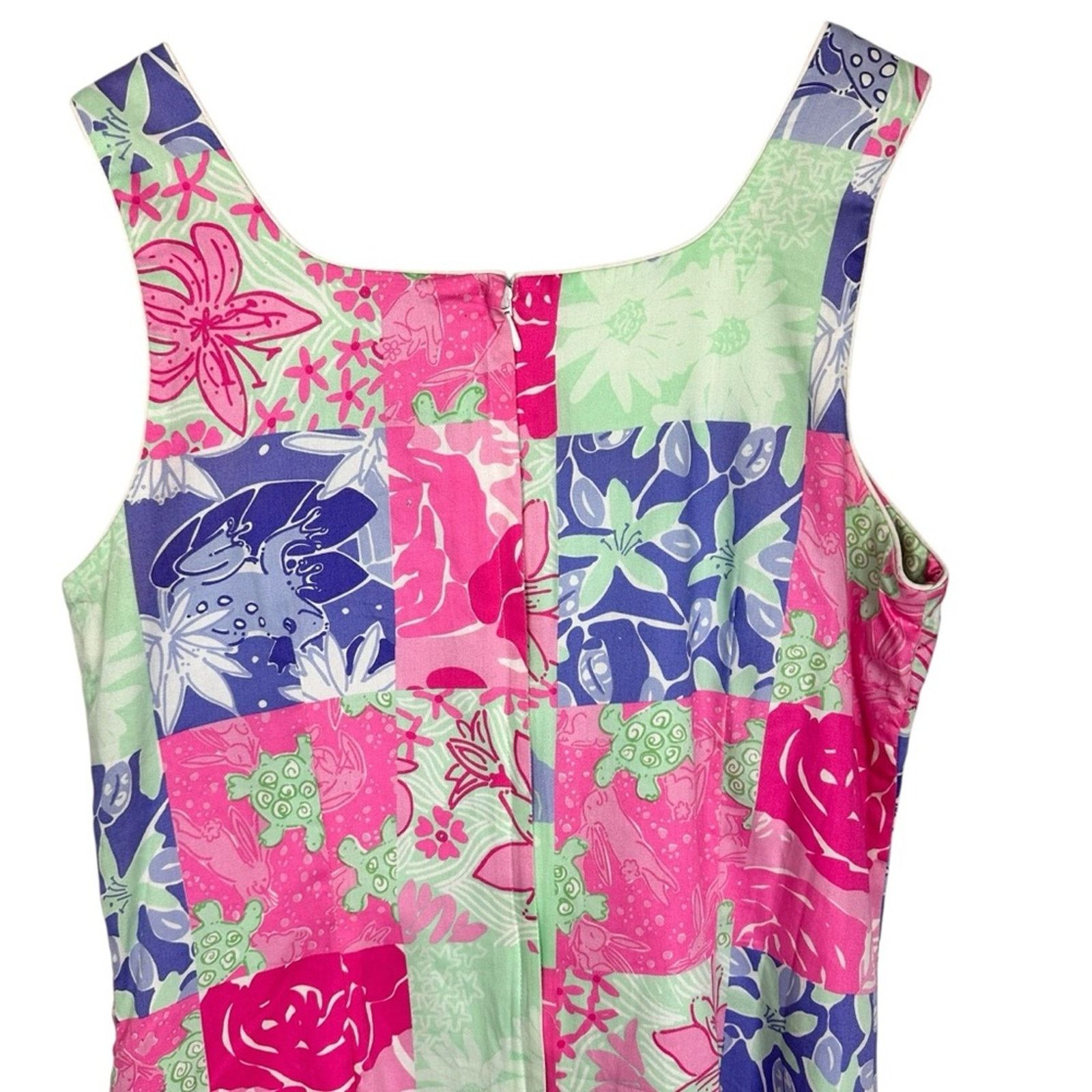 Lilly Pulitzer Lilly Pulitzer Cocktail Dress Floral Turtle Patchwork 10 Size L / US 10 / IT 46 - 7 Thumbnail