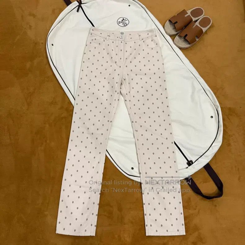 Hermes Hermes Brown and White Pig Nose Printed Denim Pants Size 24" / US 00 / IT 34 - 1 Thumbnail