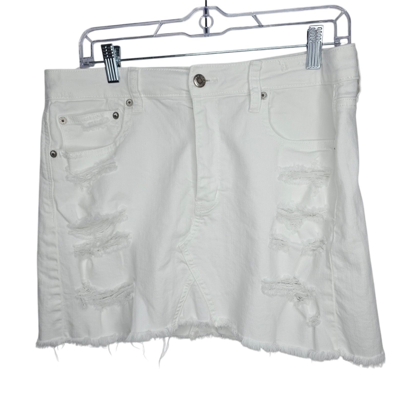 American Eagle Outfitters American Eagle Outfitters White Distressed Mini Skirt Size 32" / US 10 / IT 46 - 1 Thumbnail