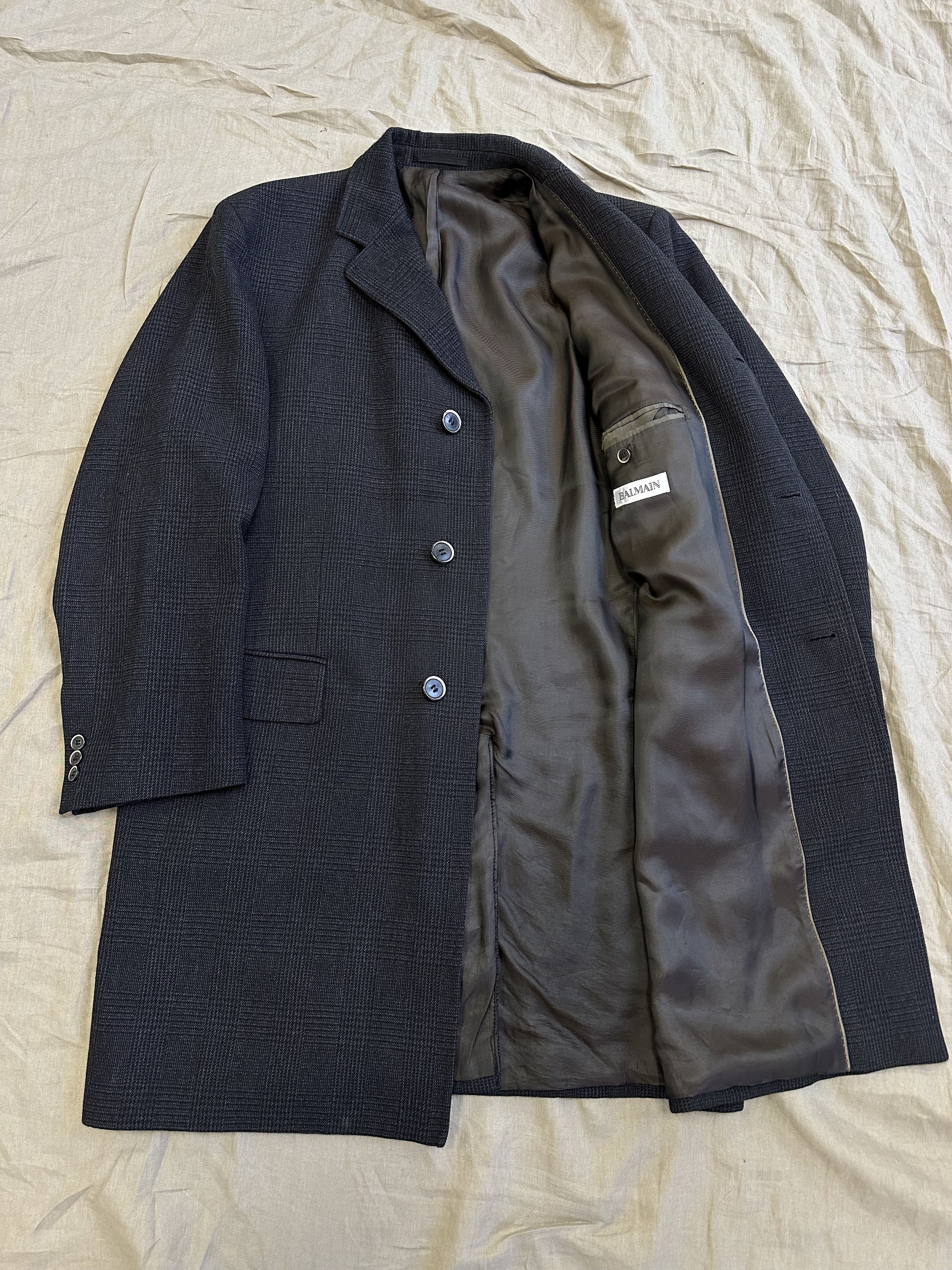 Balmain Balmain Checked Wool Coat 6195AC Size US XL / EU 56 / 4 - 2 Thumbnail