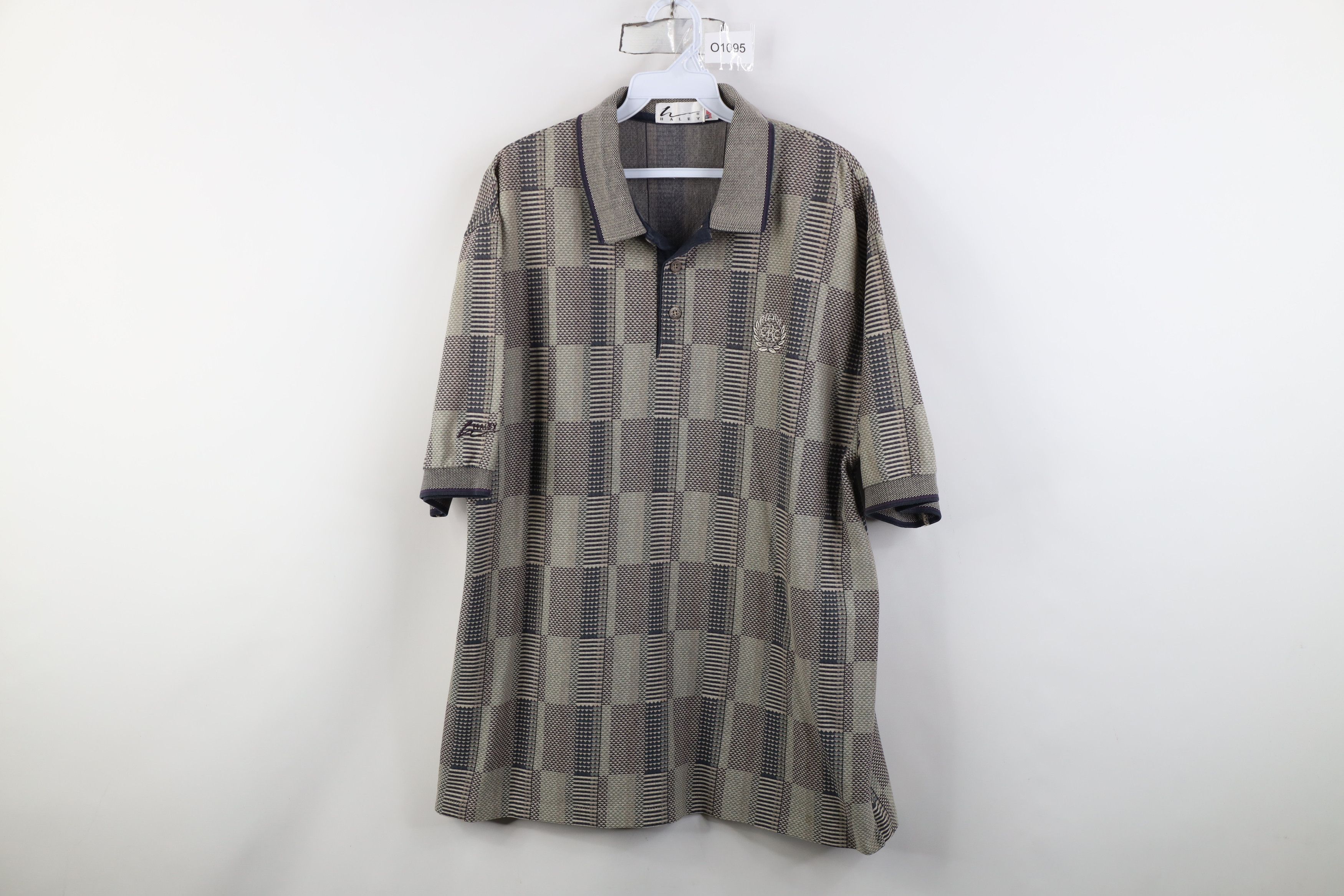 Vintage Vintage 90s Streetwear Geometric Knit Collared Golf Polo USA Size US L / EU 52-54 / 3 - 1 Thumbnail