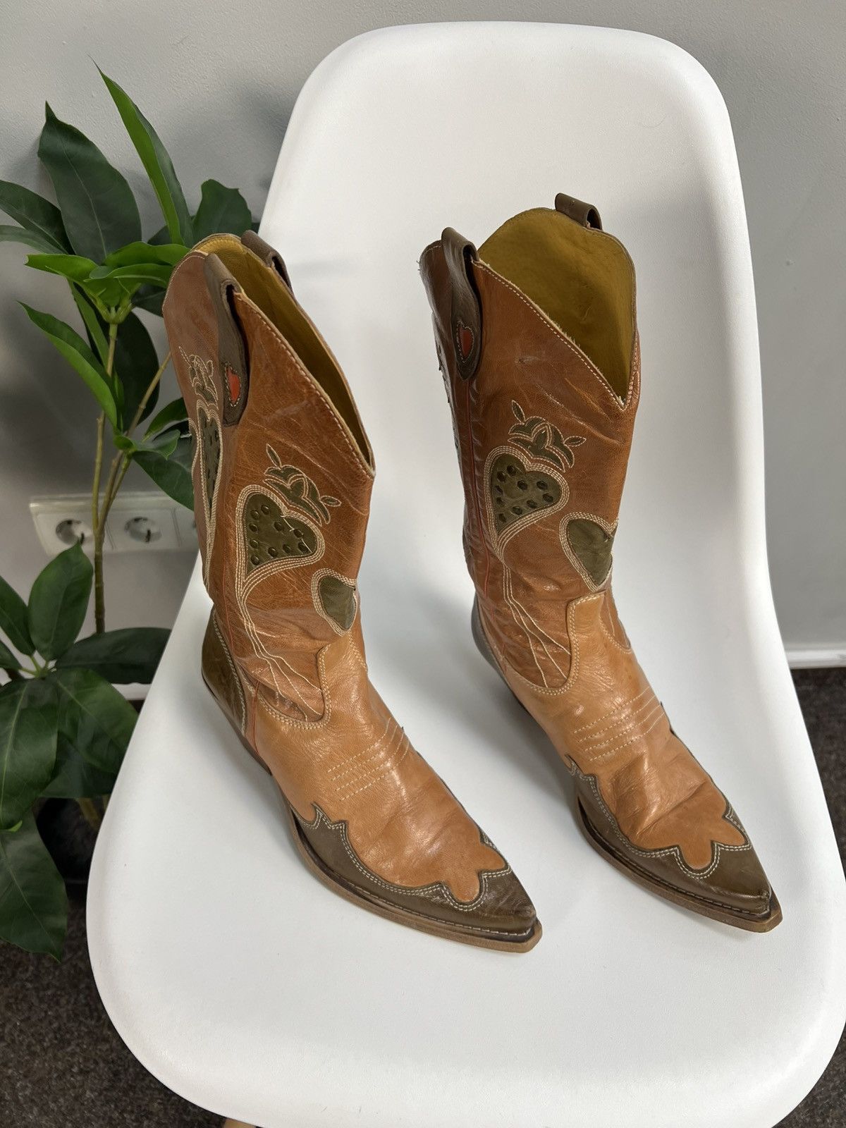 Cowboy Equipment × Leather × Vintage Vintage brown cowboy boots rare Size US 7 / IT 37 - 9 Thumbnail