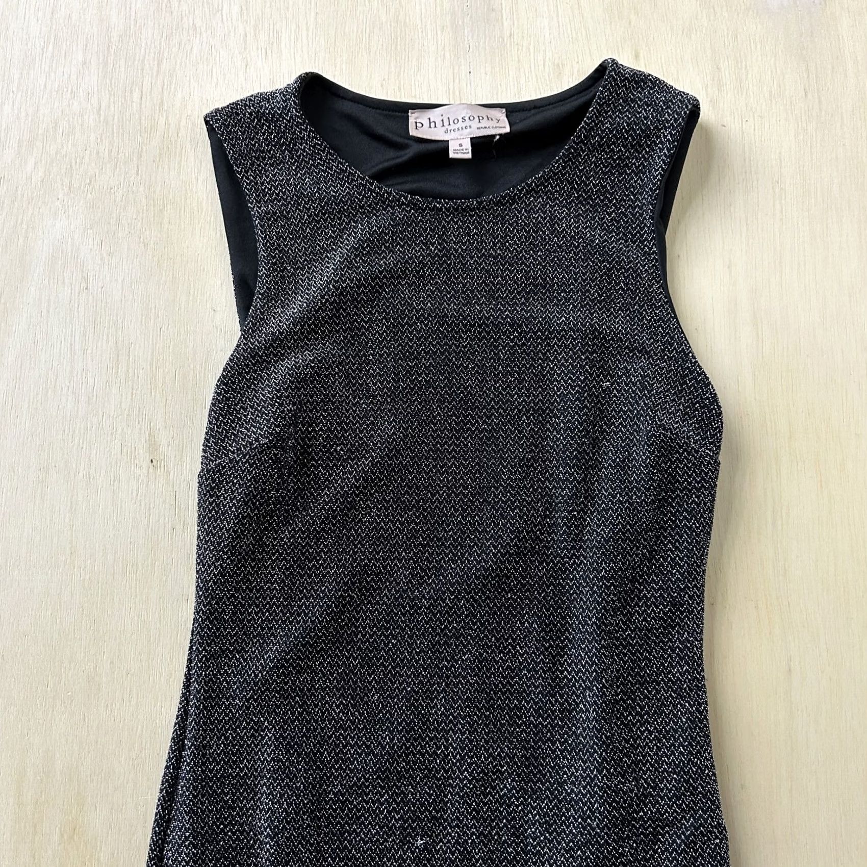 Vintage Philosophy Republic Clothing Dress Womens Small Black Herringbone Sheath Midi Size S / US 4 / IT 40 - 3 Thumbnail