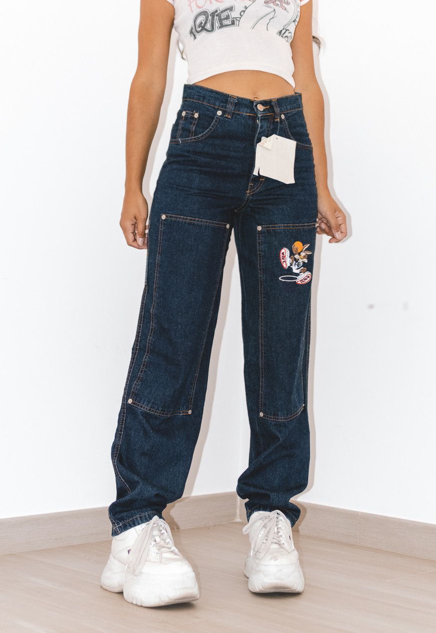 image of Emmanuel Schivili x Vintage Space Jam Deadstock 90's High Rise Jeans in Blue, Women's (Size 26)