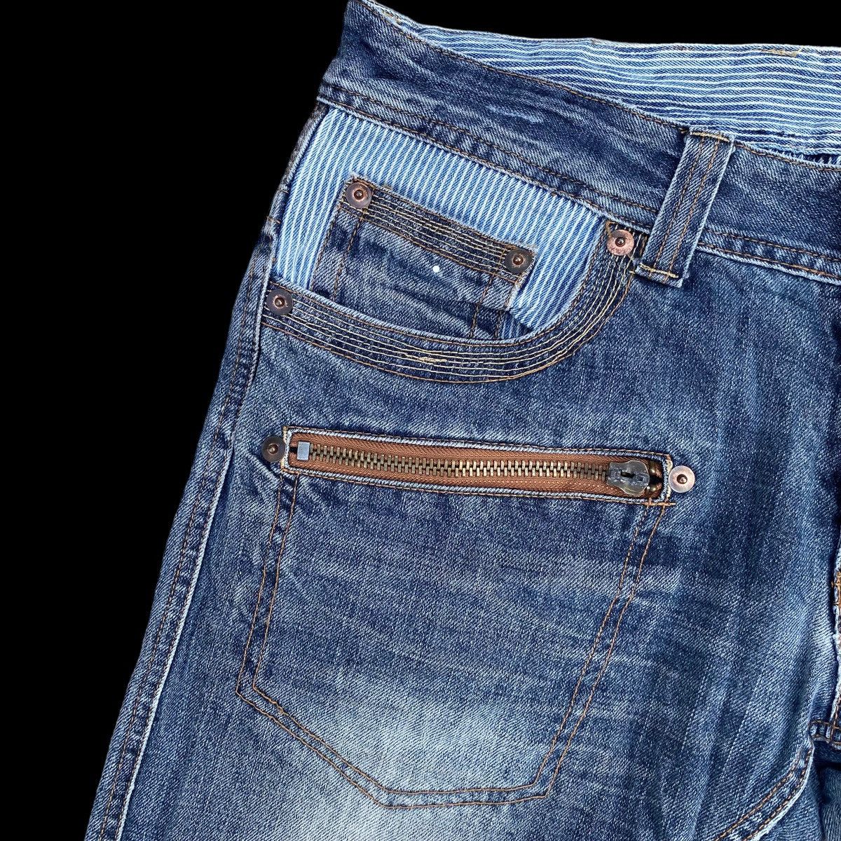 Japanese Brand Multi Pocket Made In Heaven Bondage Faded Blue Denim Jeans Size US 36 / EU 52 - 7 Thumbnail