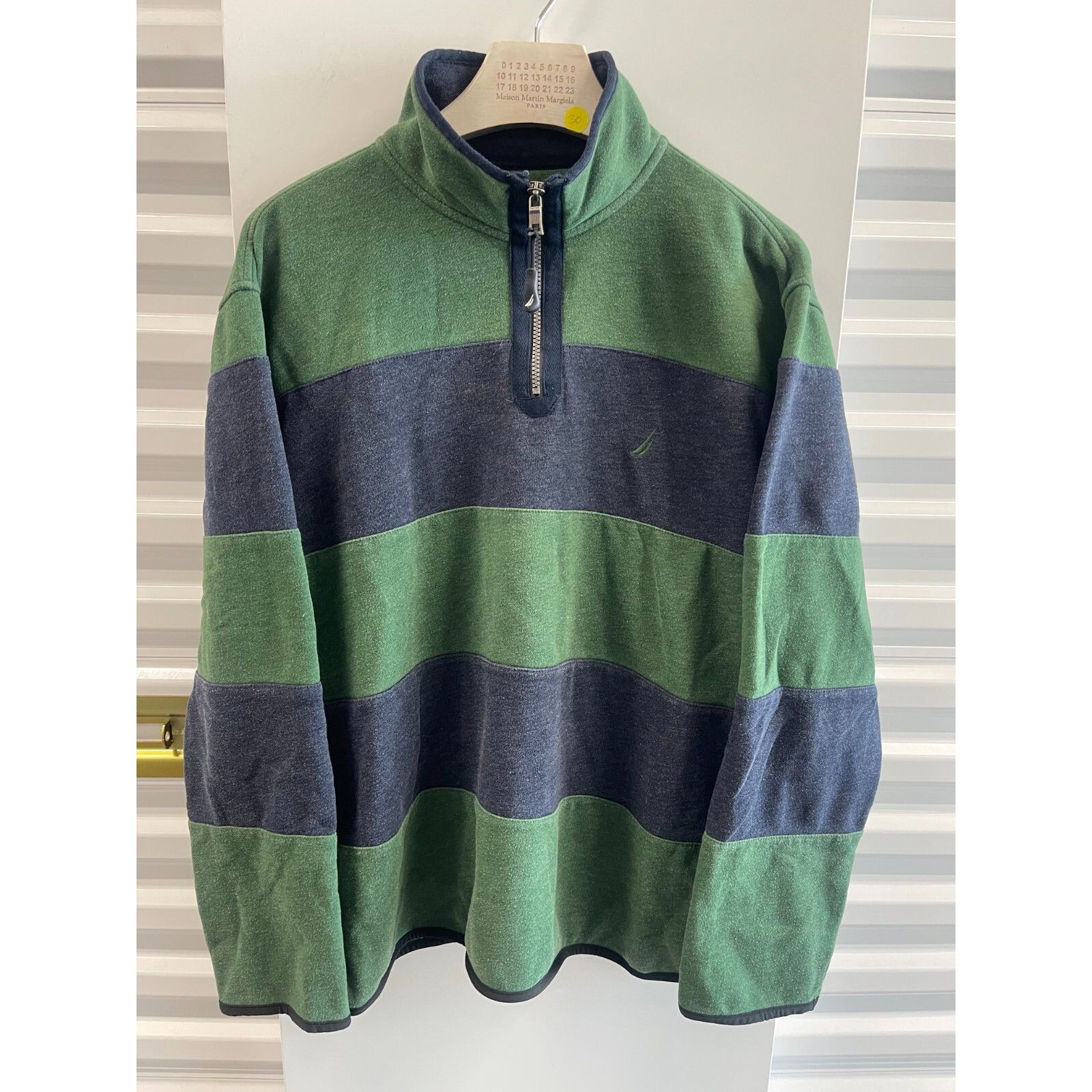 Nautica VTG 90S Y2K NAUTICA BLUE GREEN STRIPE BOATING QUARTER ZIP SW Size US XL / EU 56 / 4 - 1 Thumbnail