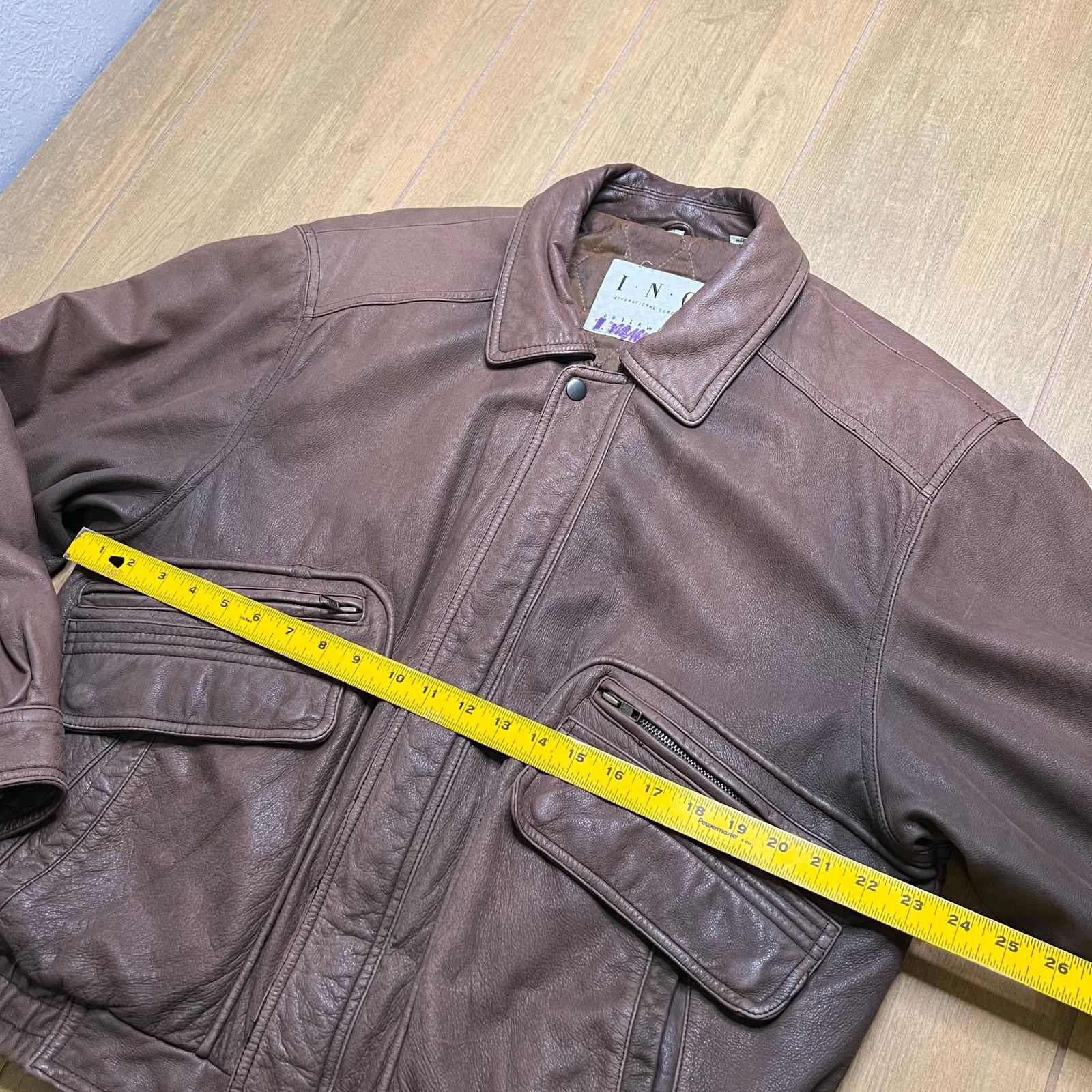 Vintage INC Leather Jacket Brown Zip Snap Front Quilted Lined Mens L Size US L / EU 52-54 / 3 - 7 Thumbnail