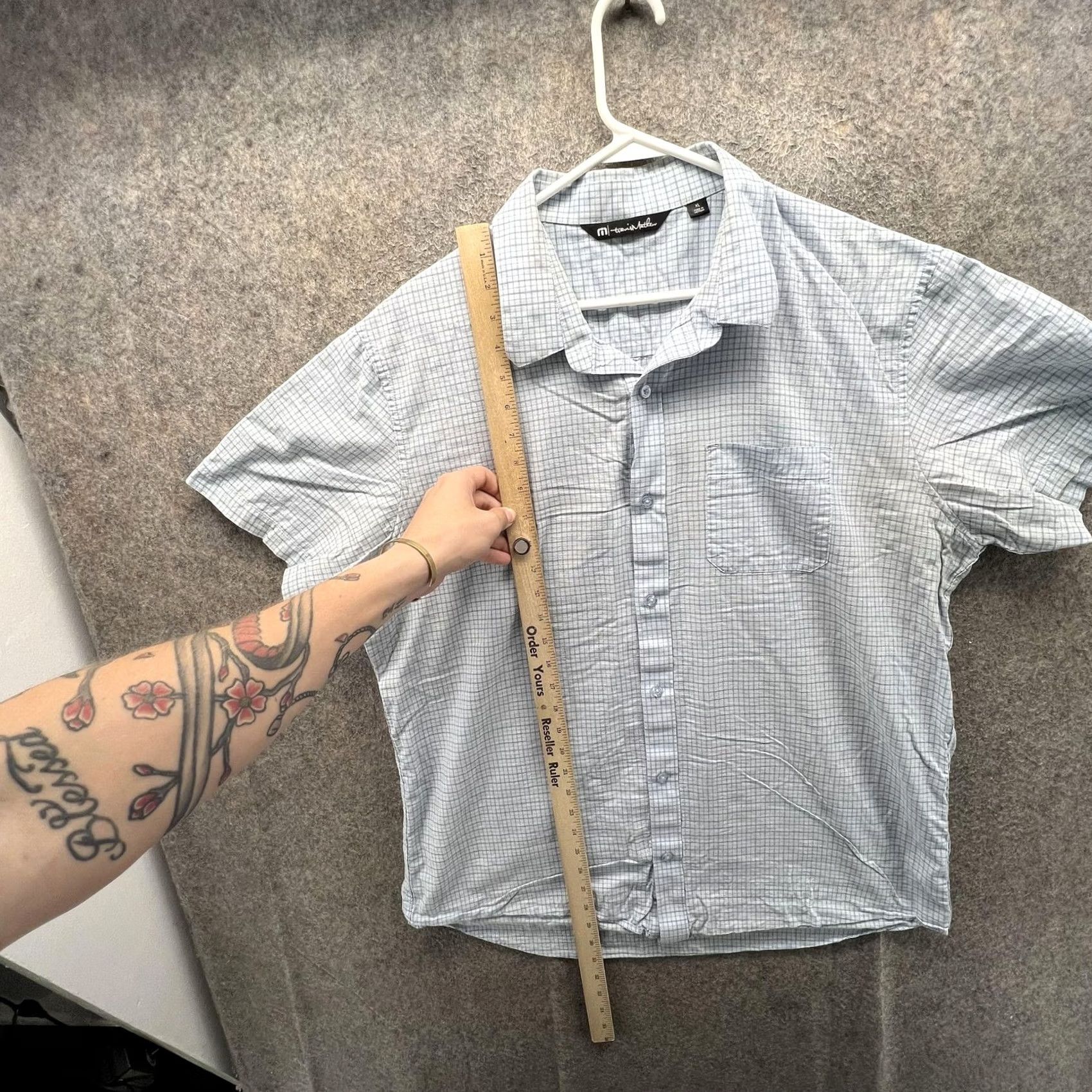 TravisMathew Travis Mathew Shirt Mens XL Blue Check Short Sleeve Button Front Casual Woven Size US XL / EU 56 / 4 - 4 Thumbnail