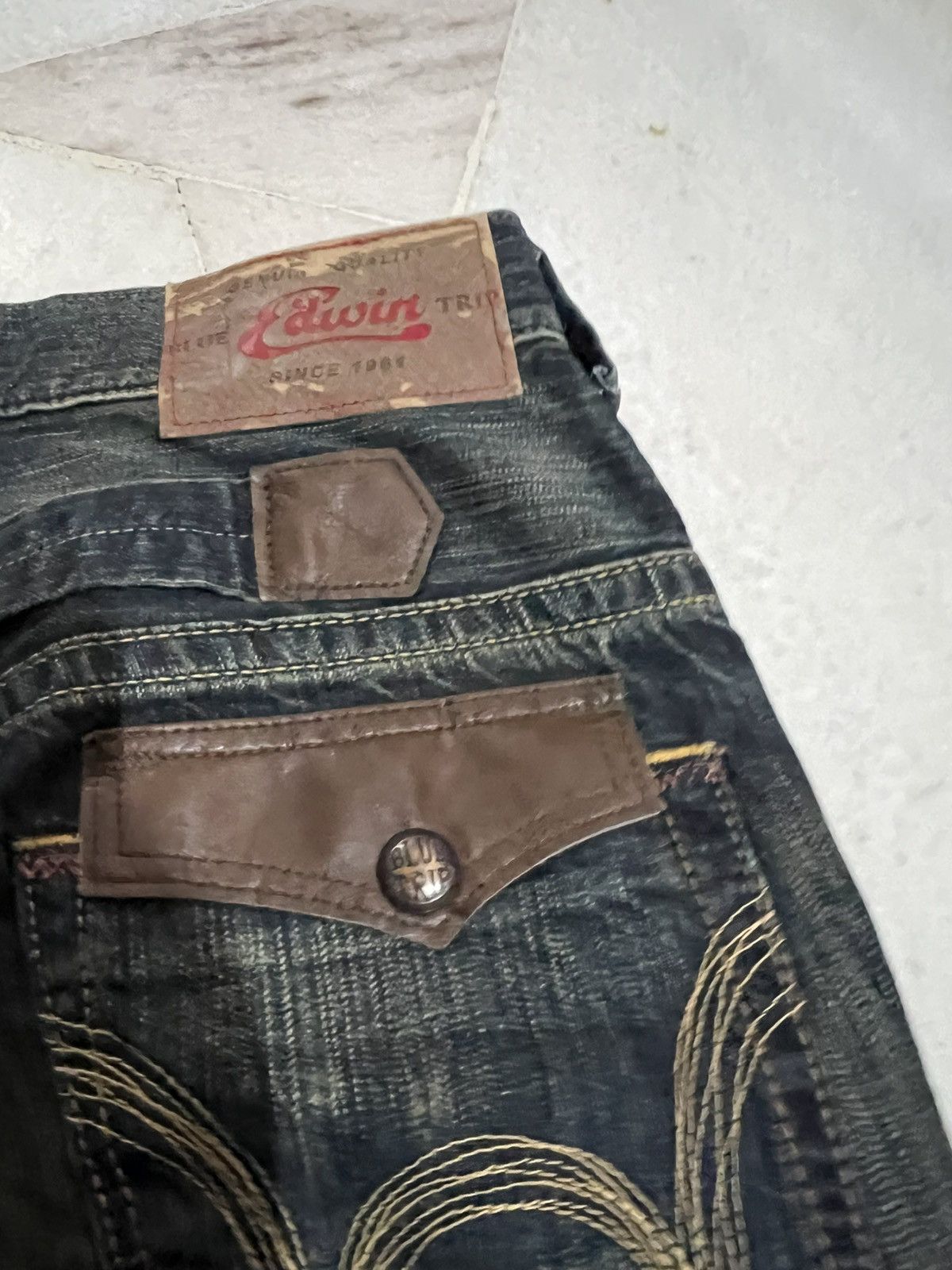 Edwin Flare Jean Vintage Edwin Blue Trip Tokyo Japan Mud Wash Jean Size US 28 / EU 44 - 16 Thumbnail