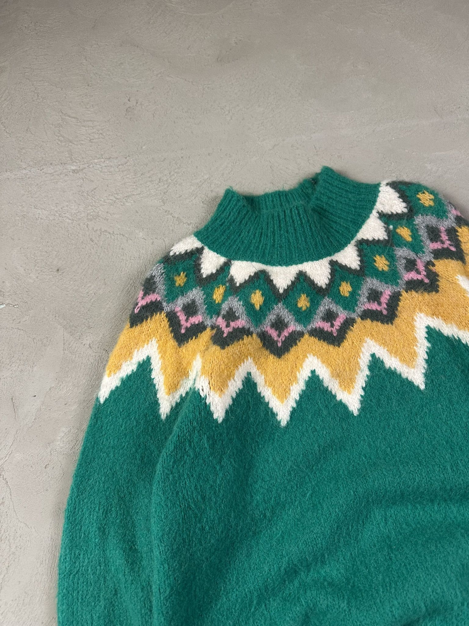 Designer Axara Paris Wool Boxy Patterned Knit Sweater Size S / US 4 / IT 40 - 3 Thumbnail