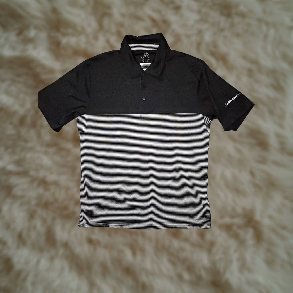 Vintage Swannies Polo Shirt Mens XL Black Gray Stripe Holiday Island Golf Performance Size US XL / EU 56 / 4 - 1 Thumbnail