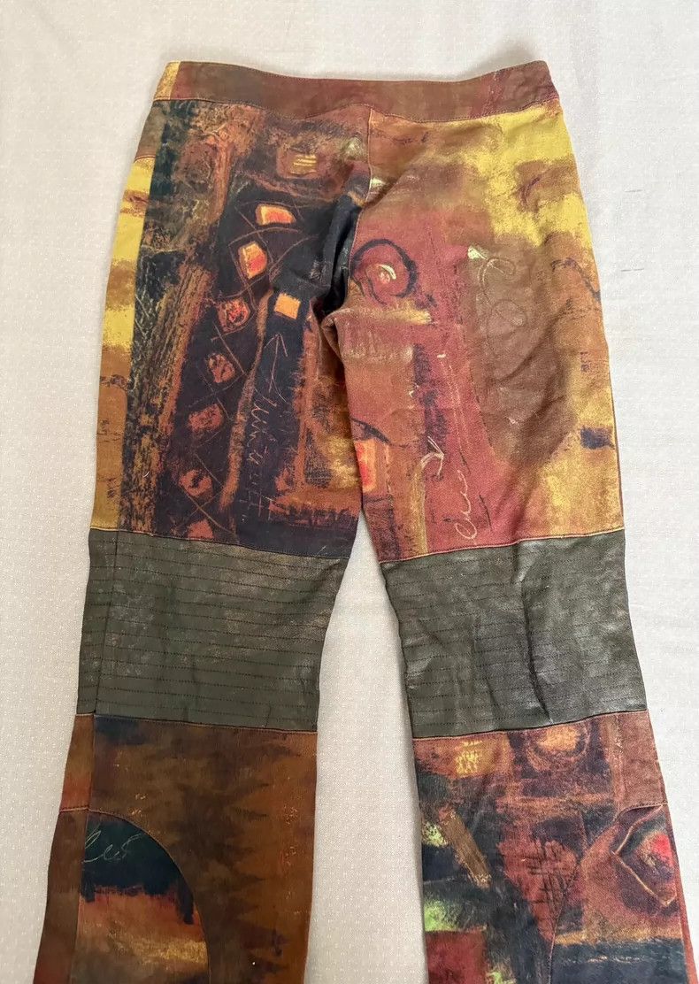 Yohji Yamamoto Vintage Printed Pants with Leather Inserts-2506 Size 28" / US 6 / IT 42 - 8 Thumbnail